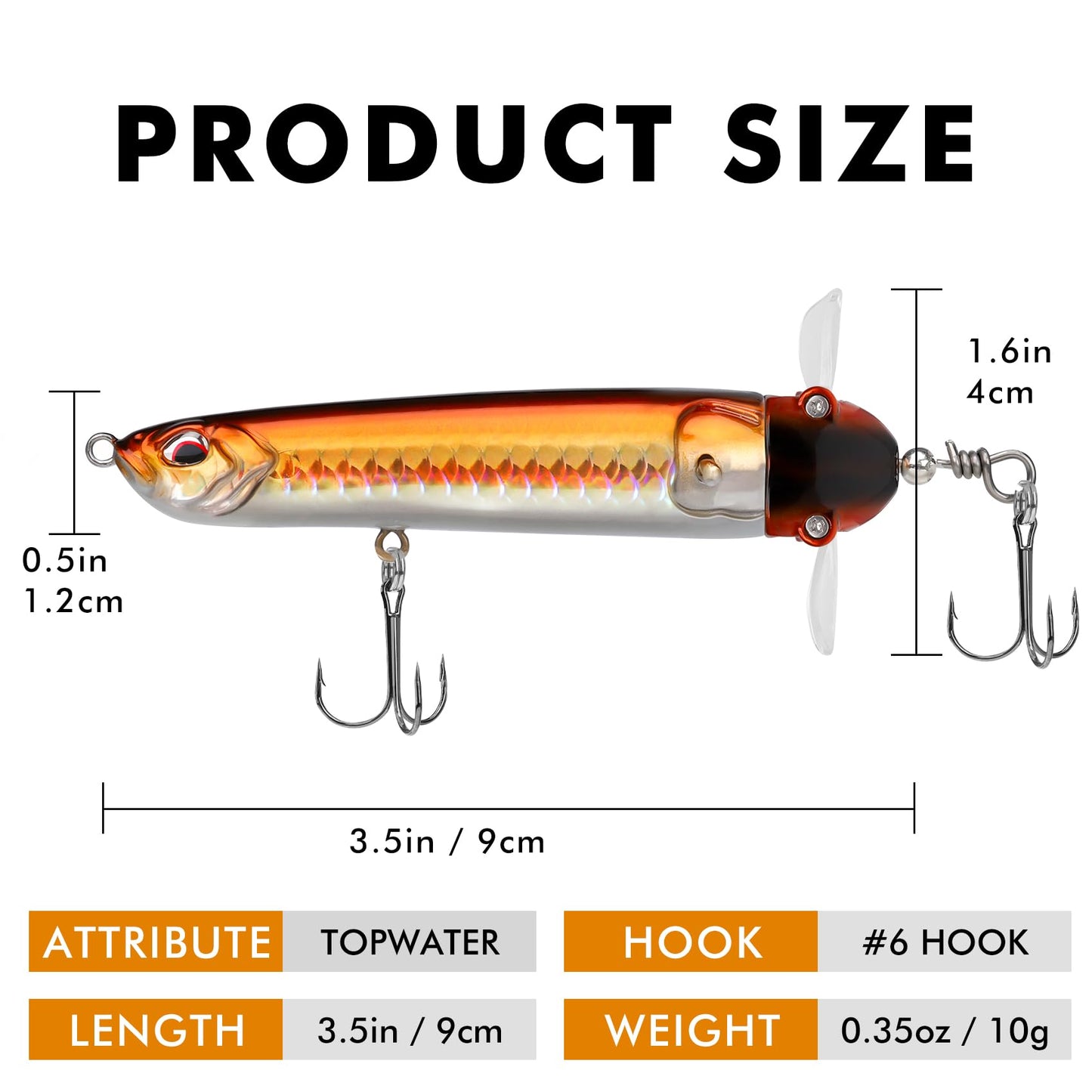 TRUSCEND PoPobait Plopper with BKK Hooks, Top Water Fishing Lures for Bass Walleye Pike Catfish Musky Perch, Floating Lure for Freshwater or Saltwater, Amazing Teasers Fishing Gifts for Family Fishing