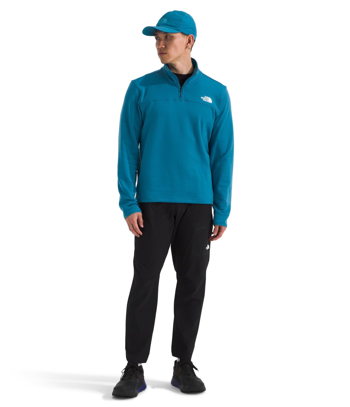 THE NORTH FACE Men's Cedar Trail Grid Fleece Quarter Zip Jacket | Cold Weather Top With Durable, Reinforced Bindings