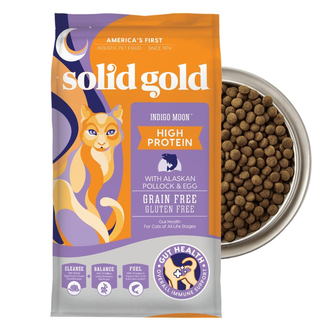 Solid Gold High Protein Dry Cat Food - Grain Free & Gluten Free Chicken Cat Dry Food w/Probiotics for Gut Health & Digestion - High Fiber & Omega 3 - Low Carb Superfood Kibble for Cats All Ages - 6LB