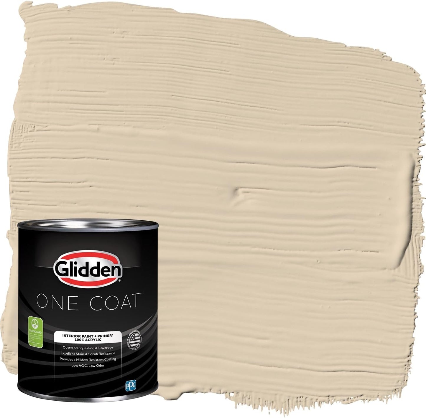 Glidden Interior Paint + Primer: Beige/Toasted Almond, One Coat, Semi-Gloss, 1-Quart