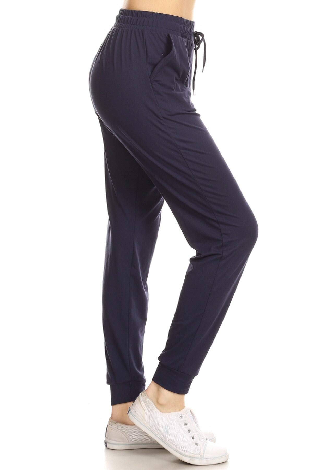 Leggings Depot Women's Relaxed-fit Jogger Track Cuff Sweatpants with Pockets for Yoga, Workout