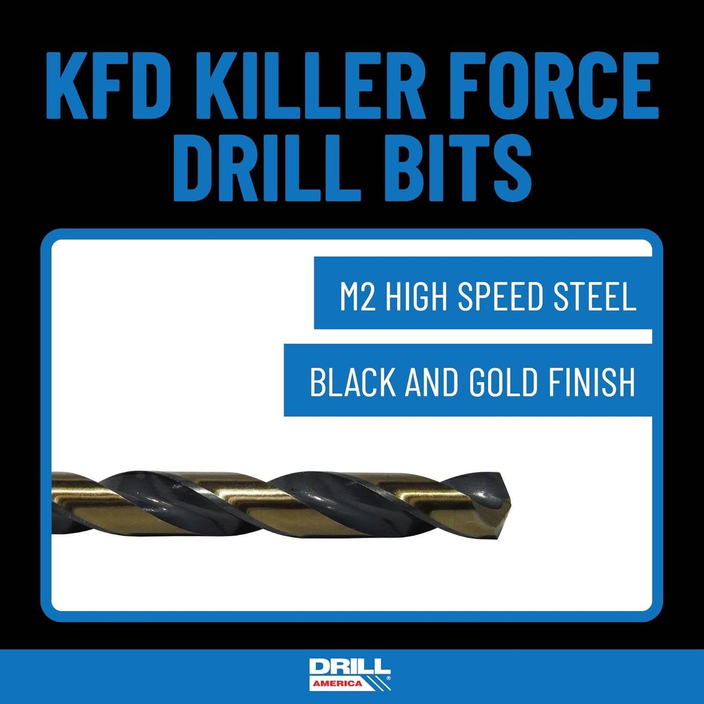 Drill America - KFD29J-PC 29 Piece Heavy Duty High Speed Steel Drill Bit Set with Black and Gold Finish in Round Case (1/16" - 1/2" x 64ths), KFD Series