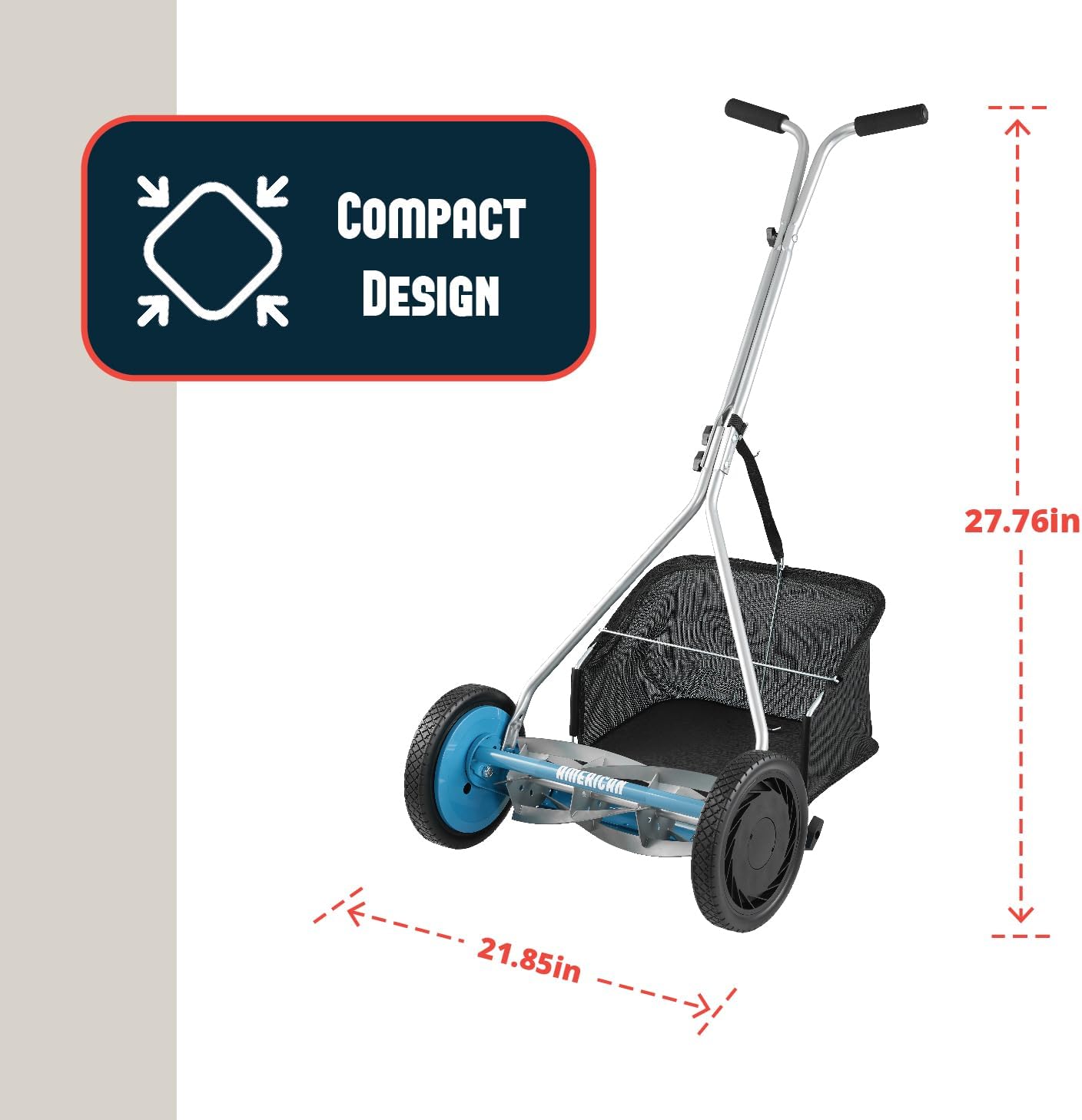 American Lawn Mower Company 1204-14 14-Inch 4-Blade Push Reel Lawn Mower, Red