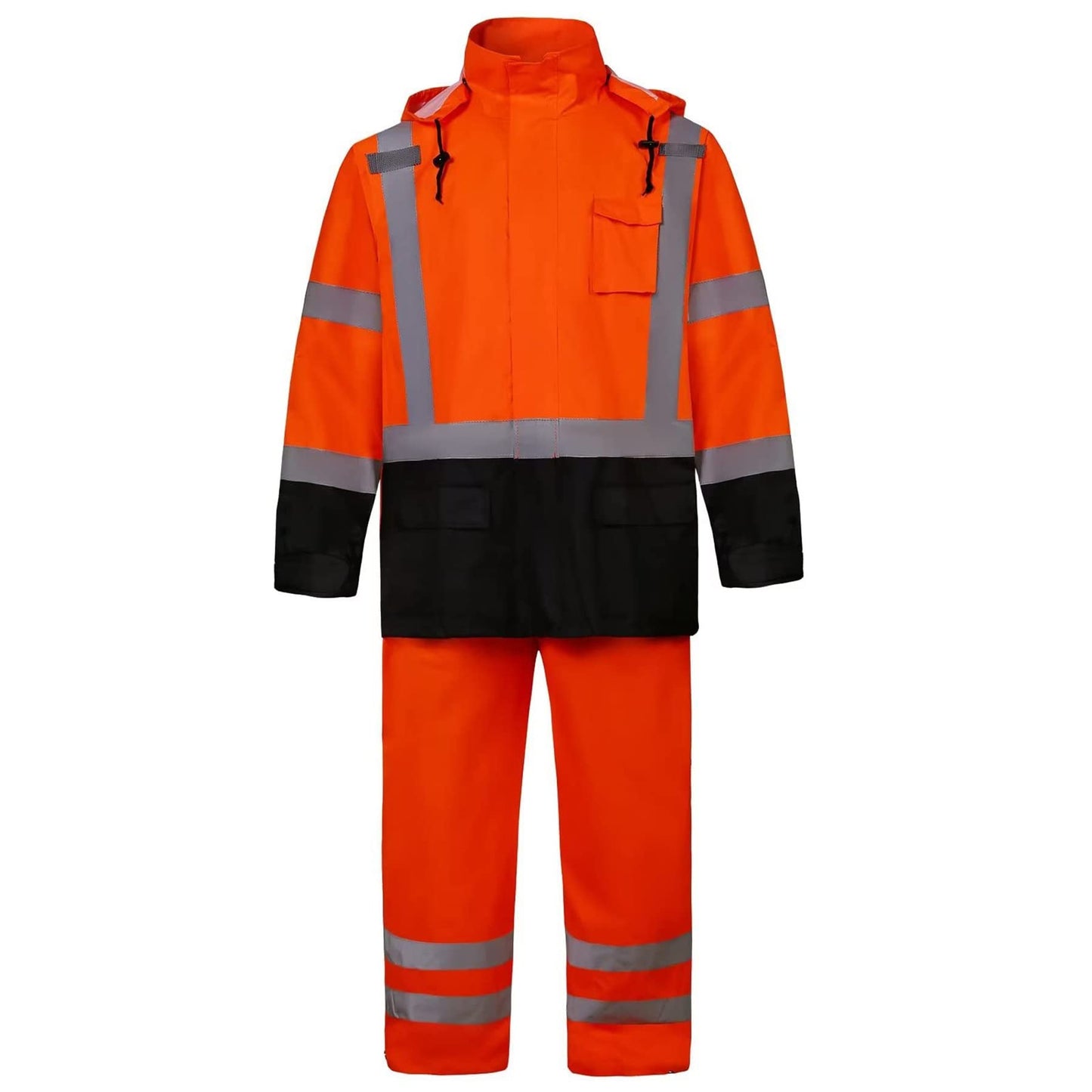 SRsafety High Visibility Rain Gear, Class 3 High Visibility Work Rain Gear for Men, Construction Rain Suits