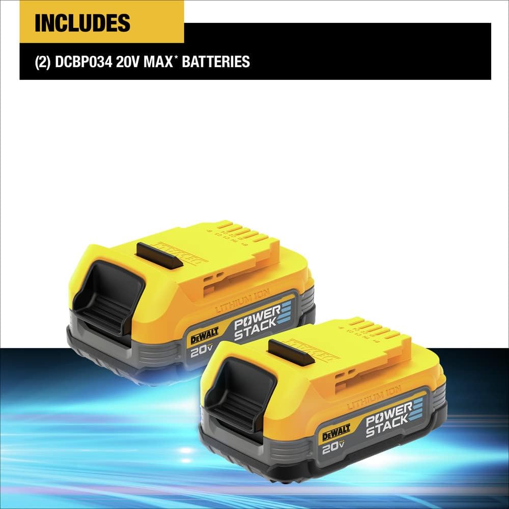 DEWALT 20V MAX POWERSTACK Lithium Ion Battery 2 Pack (DCBP034-2)