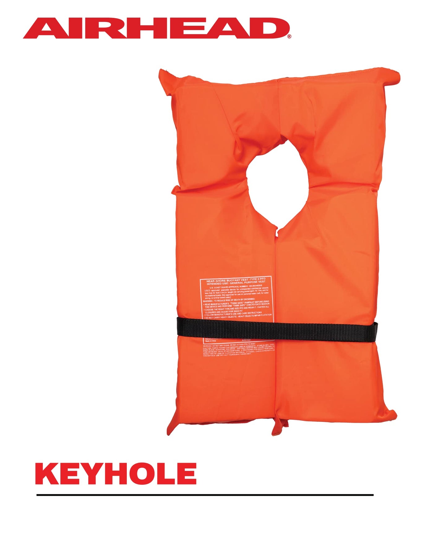 Airhead Adult Type II Keyhole Life Jacket, Multiple Colors and Sizes, Coast Guard Approved