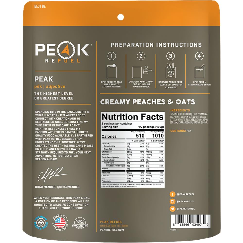 Peak Refuel Backcountry Bison Bowl | Chad Mendes Signature Meal | Premium Freeze-Dried Variety Meals | Hunting, Survival, Camping, Backpacking Food | High-Protein Game Meats | MRE | Made in USA