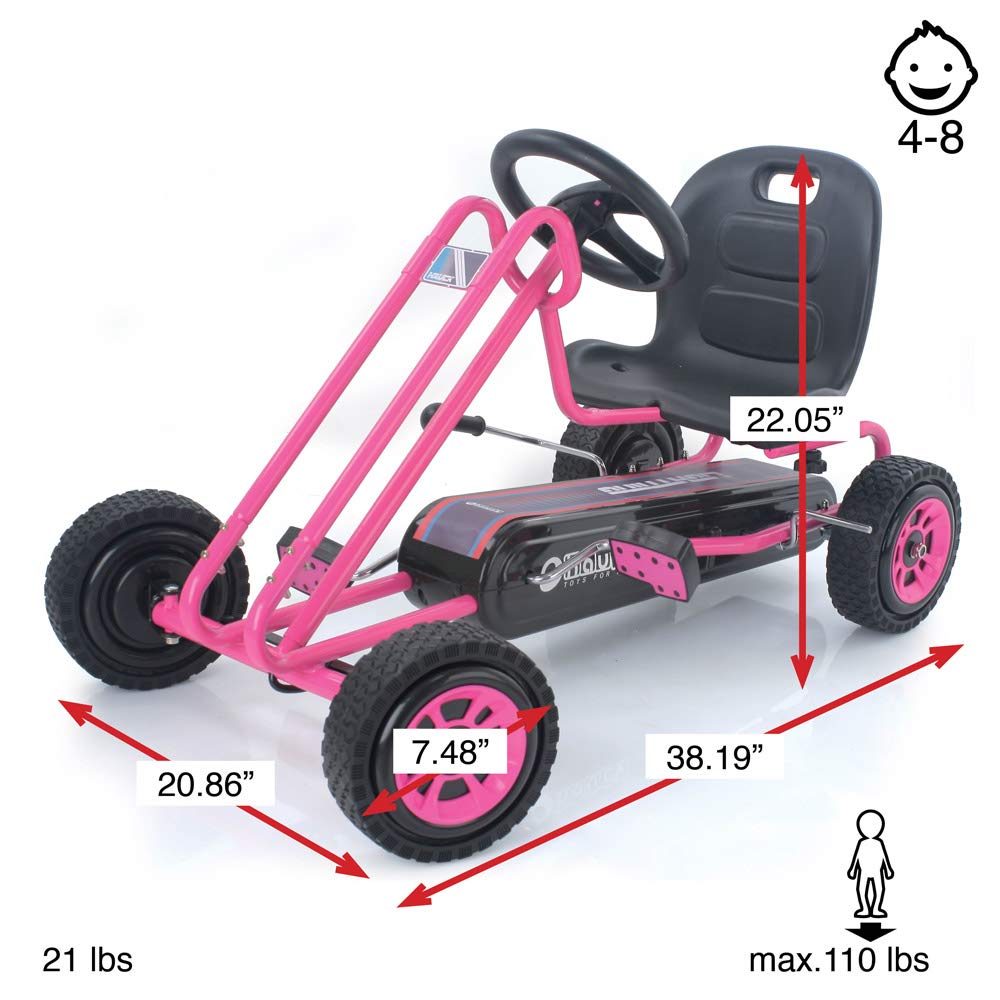 hauck Kids Pedal Go Kart, 4 Wheel Bike Cart, Ages 4-8, Lightning Ride, Race Green