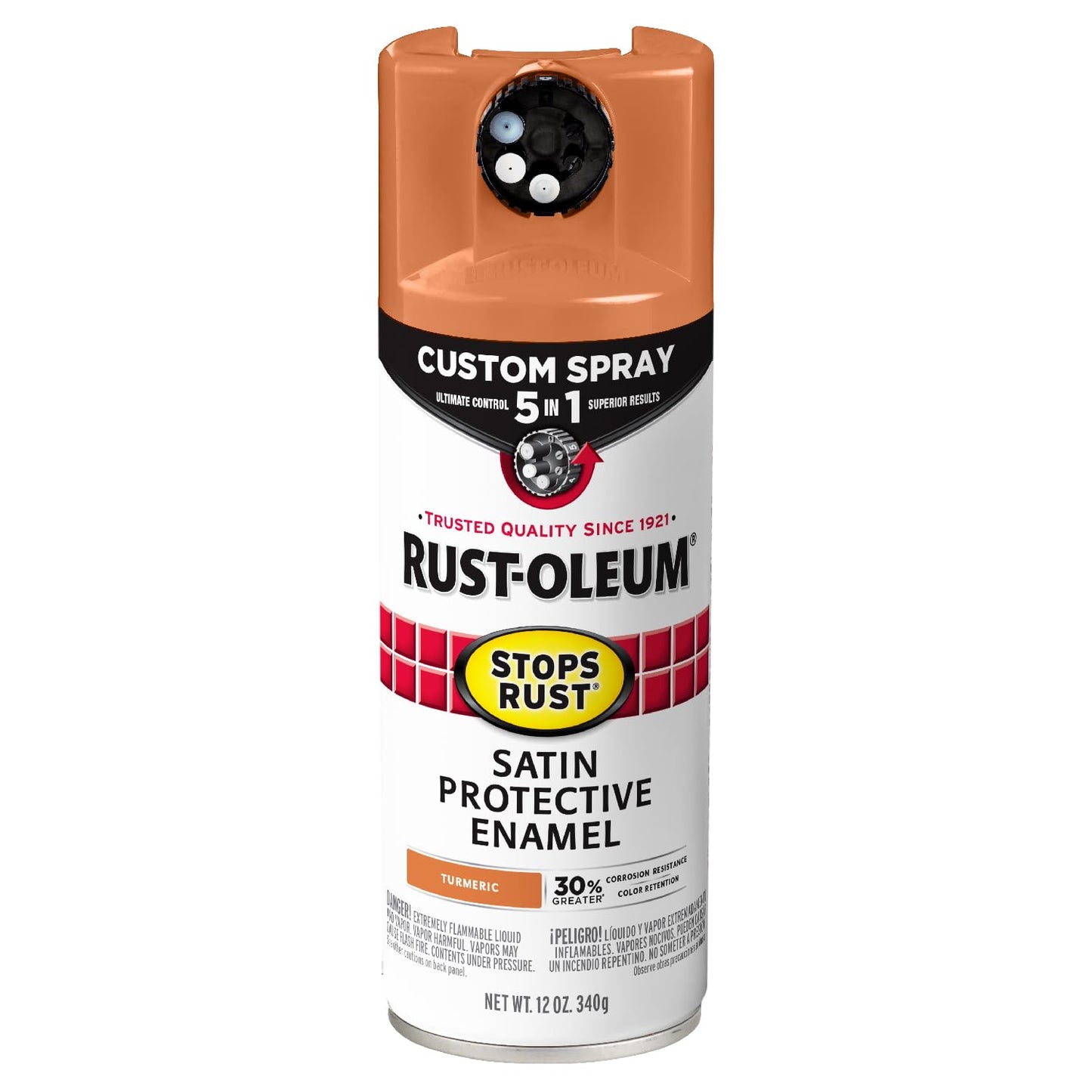 Rust-Oleum 376892 Stops Rust Custom Spray 5-in-1 Spray Paint, 12 oz, Gloss Leather Brown