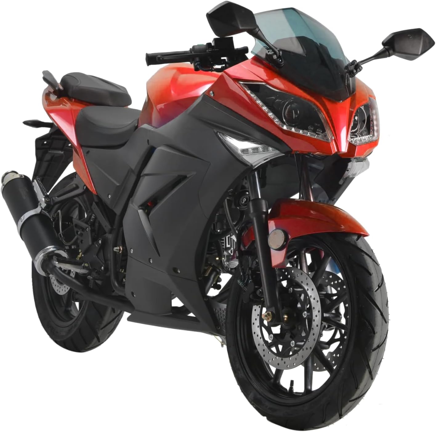 HHH 125cc Motorcycle with Manual Transmission Street Gas Bike for Adult Youth 125cc Scooter LED Lights and 17 inches Wheels (Red)