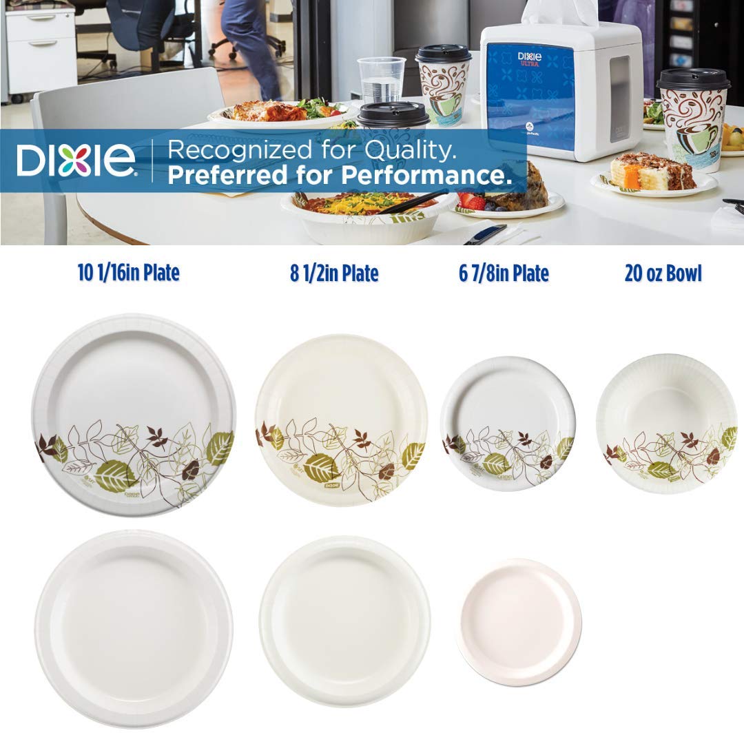 Dixie Basic 8.5 Inch Light-Weight Paper Plates By GP PRO, White, 500 Count (125 Disposable Plates Per Pack, 4 Packs Per Case), DBP09W