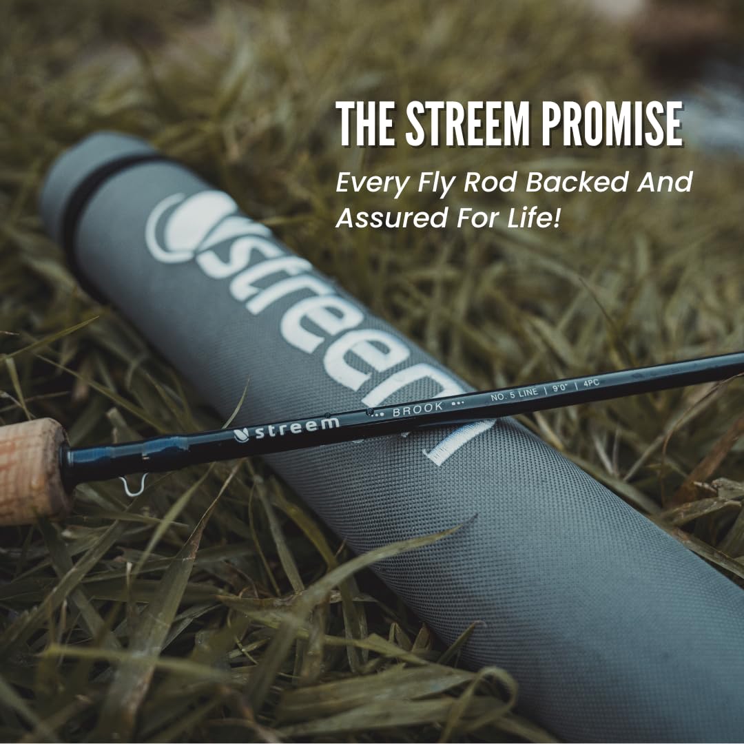 STREEM Outdoors Brook Series Fly Fishing Rod (9ft 5wt) Medium-Fast Action 4 Piece with Protective Case