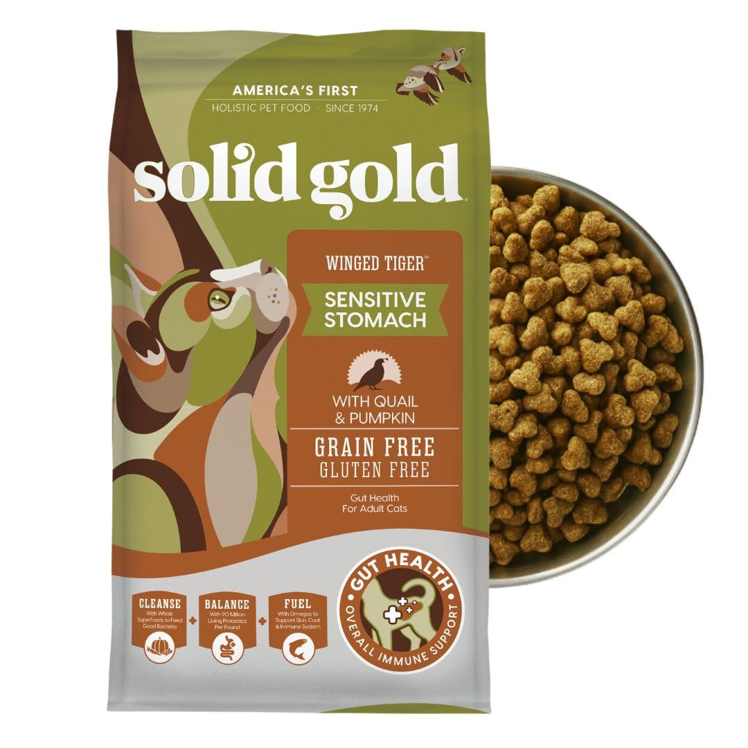 Solid Gold High Protein Dry Cat Food - Grain Free & Gluten Free Chicken Cat Dry Food w/Probiotics for Gut Health & Digestion - High Fiber & Omega 3 - Low Carb Superfood Kibble for Cats All Ages - 6LB