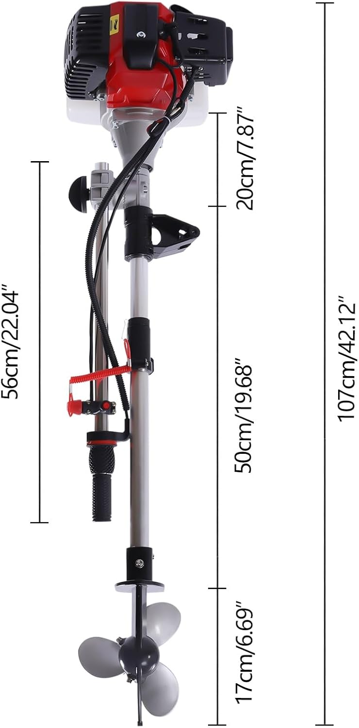 Outboard Motor, 3.5hp 2 Stroke Gas Outboard Motor, Manual Pull Start For Inflatable Fishing Boats, 2800-3200rpm Boat Engine with Air Cooling System