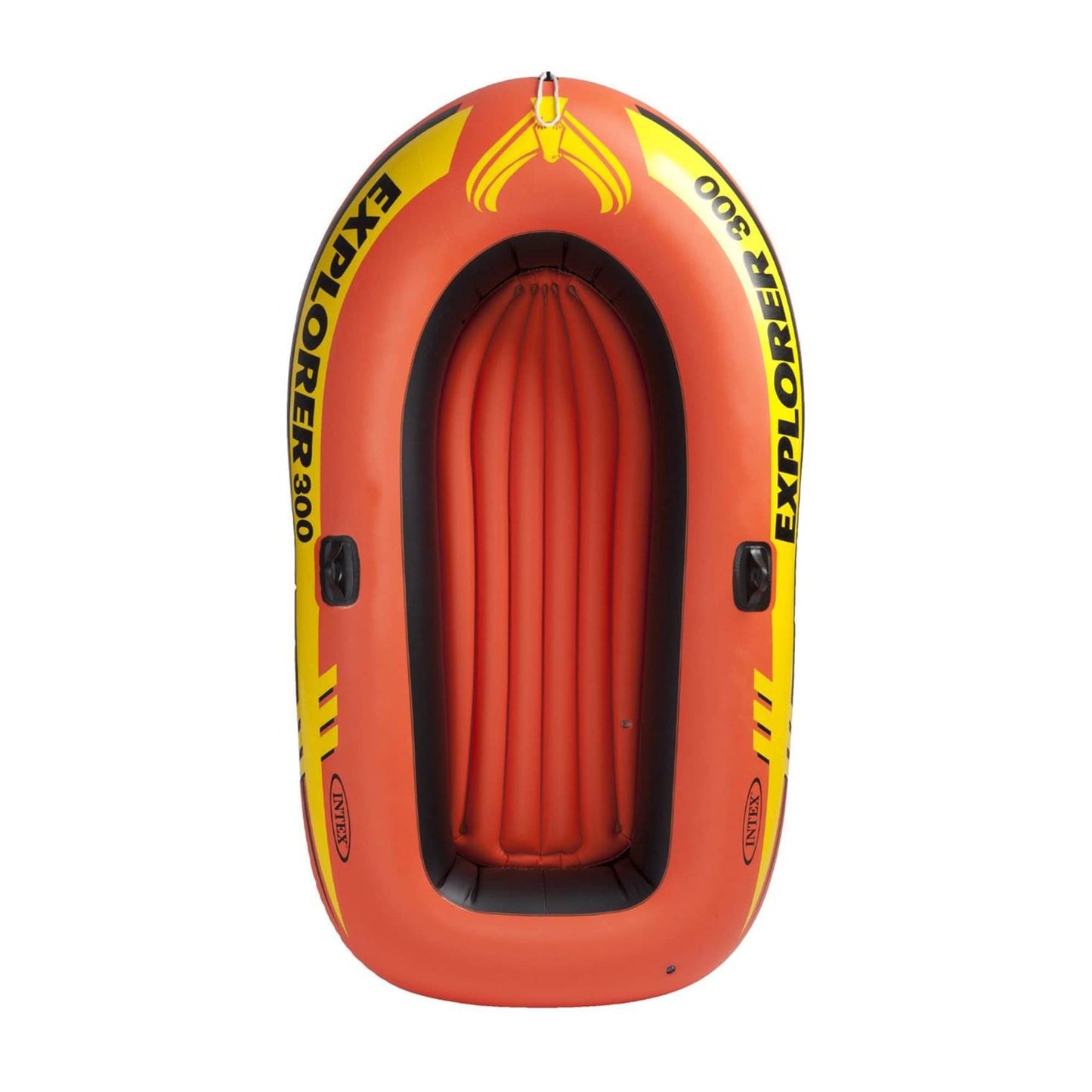INTEX Explorer Inflatable Boat Series: Dual Air Chambers – Welded Oar Locks – Grab Handles – Bow Rope – Sporty Design
