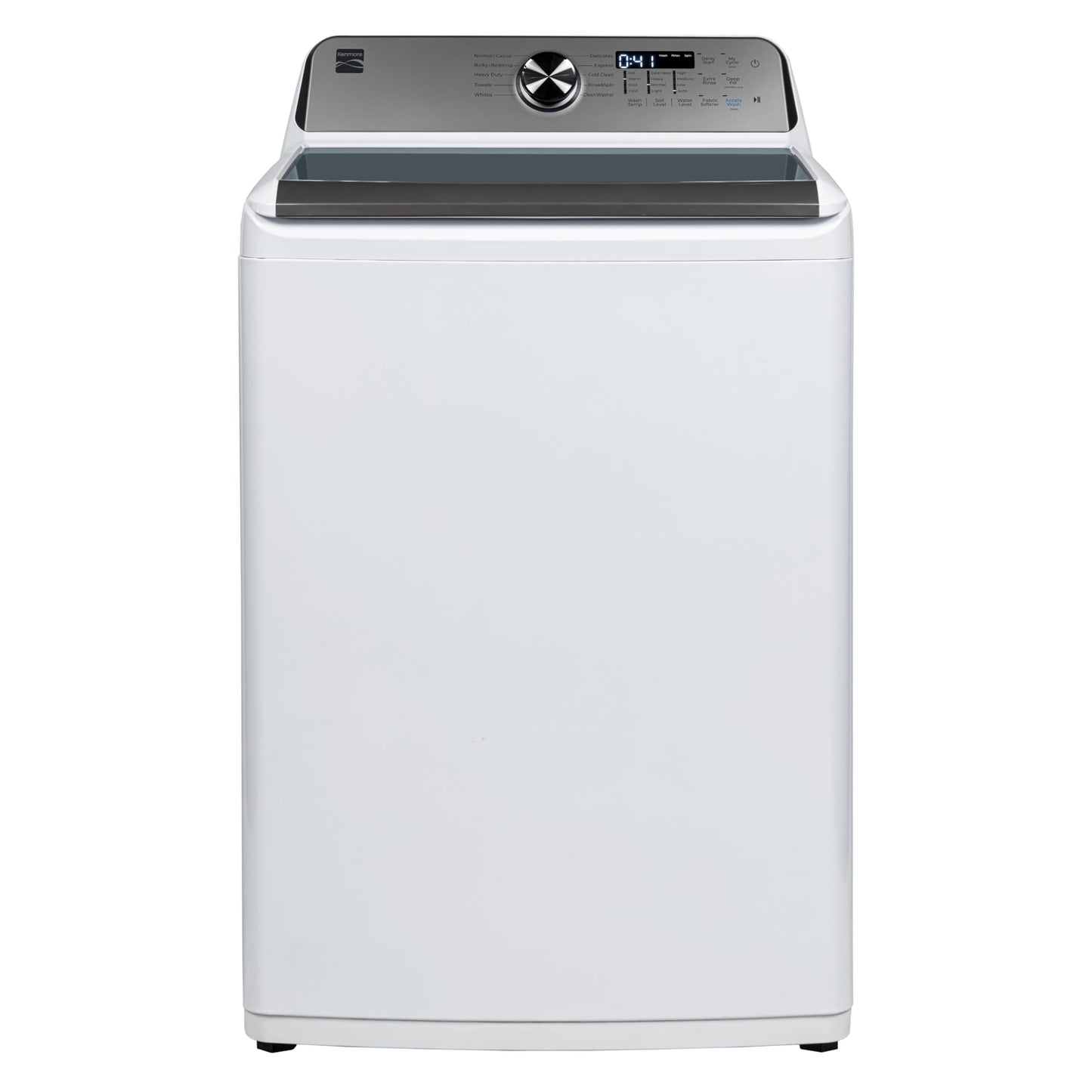 Kenmore 4.4 cu. ft. Top Load Washer with Triple Action Agitator for Tough Dirt & Stains-Reduce Laundry Time with Accela and Express Wash-LED, White