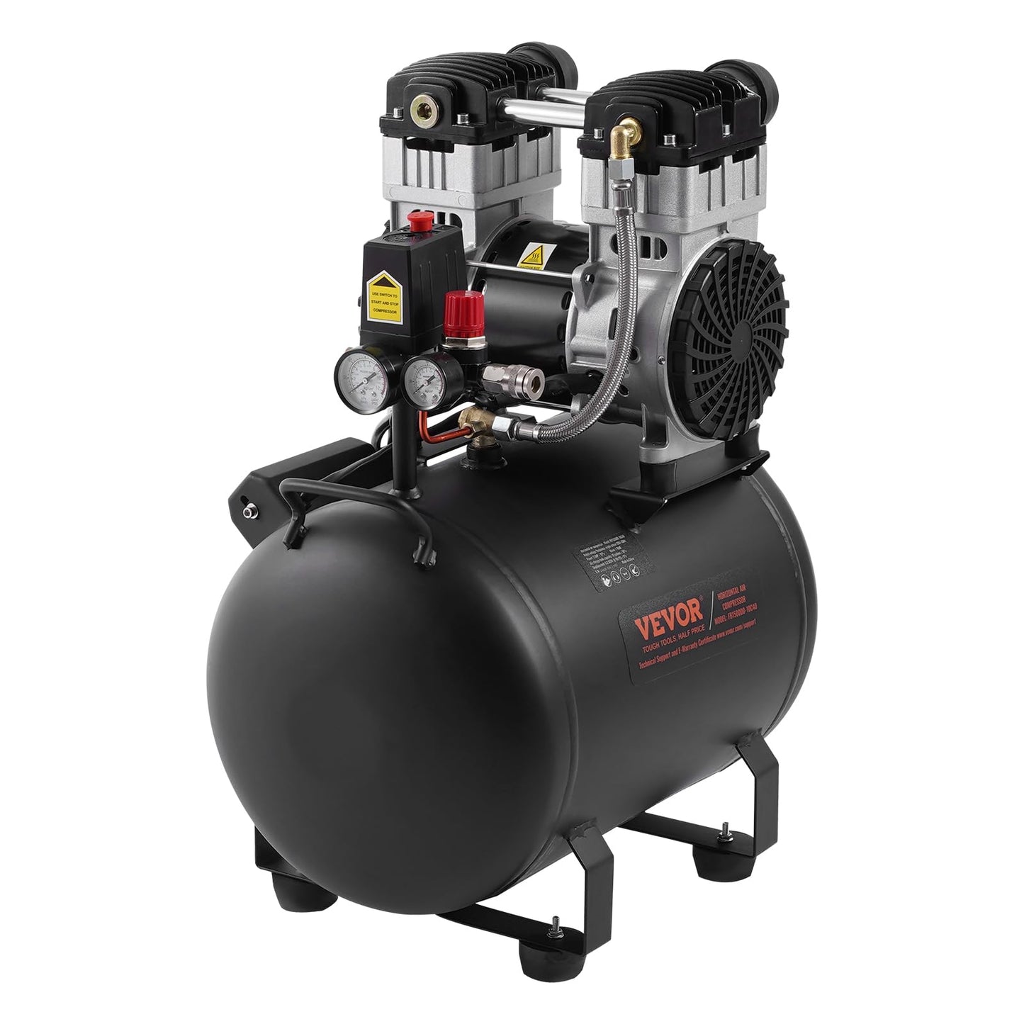 VEVOR 6.3 Gallon Air Compressor, 2 HP 3.35 CFM@90PSI Air Compressors with Max. 116PSI Pressure, Oil Free Compressor Tank for Auto Repair, Tire Inflation, Spray Painting, Woodwork Nailing