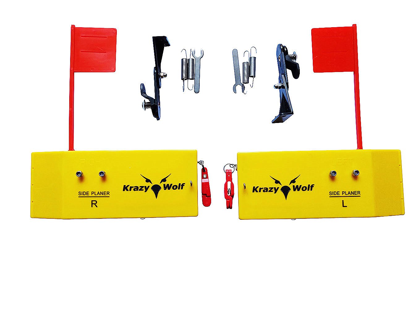Planer Board (P007,P009),Includes Spring Flag System,Left&Right L8 xW3,L10 Xw3.5,Pair,Yellow