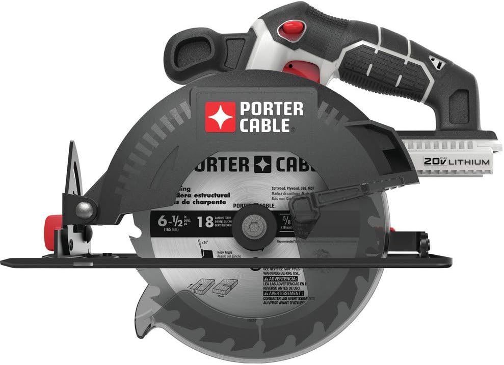 PORTER-CABLE 20V MAX* 6-1/2-Inch Cordless Circular Saw, Tool Only (PCC660B)