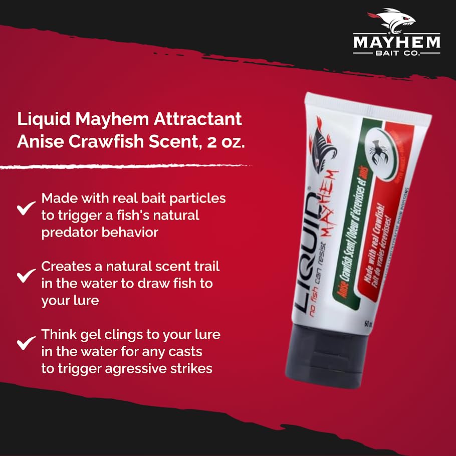 Liquid Mayhem Fish Attractant Gel – Real Bait, Aminos, UV – Multiple Scents and Pack