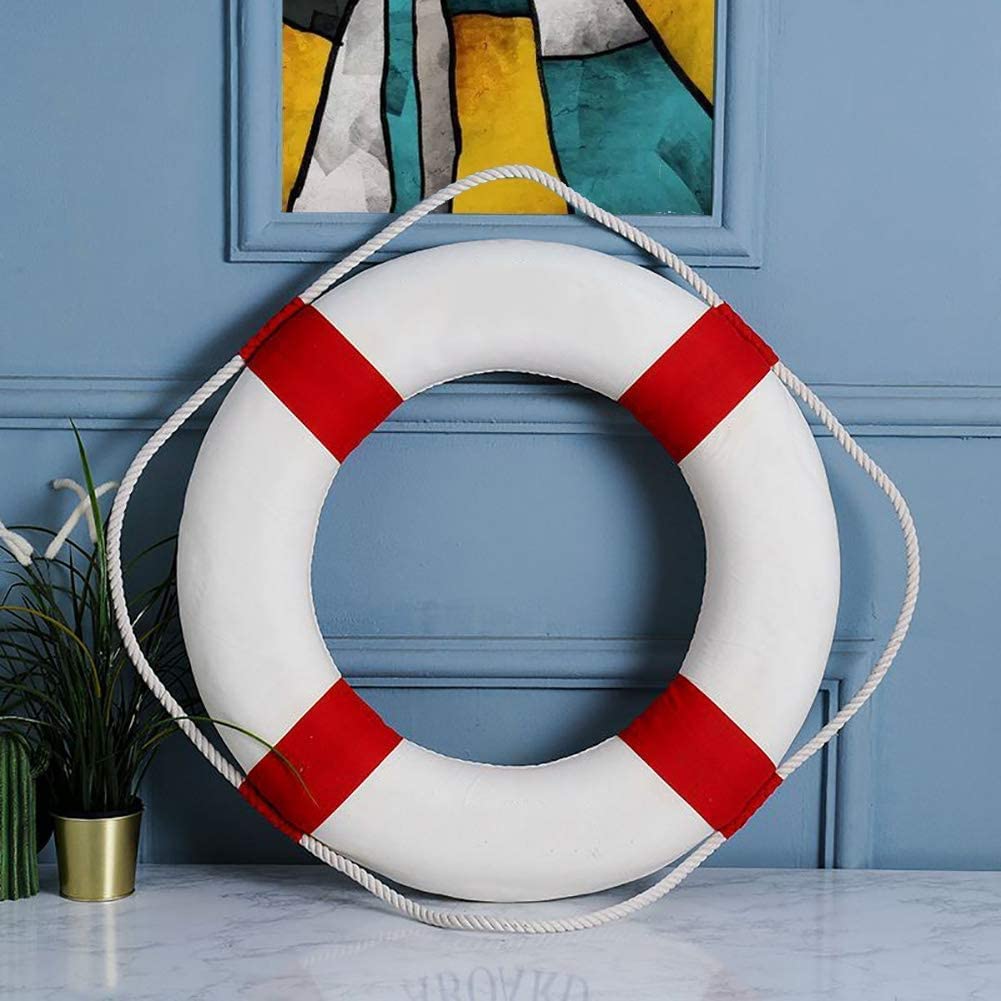 Lifebuoy Set 20Inch Life Preserver Ring and Water Floating Lifesaving Rope 98.4FT,Swim Foam Buoy,Swimming Pool Safety Throwing Ring with Perimeter Rope,Throwable Flotation Device