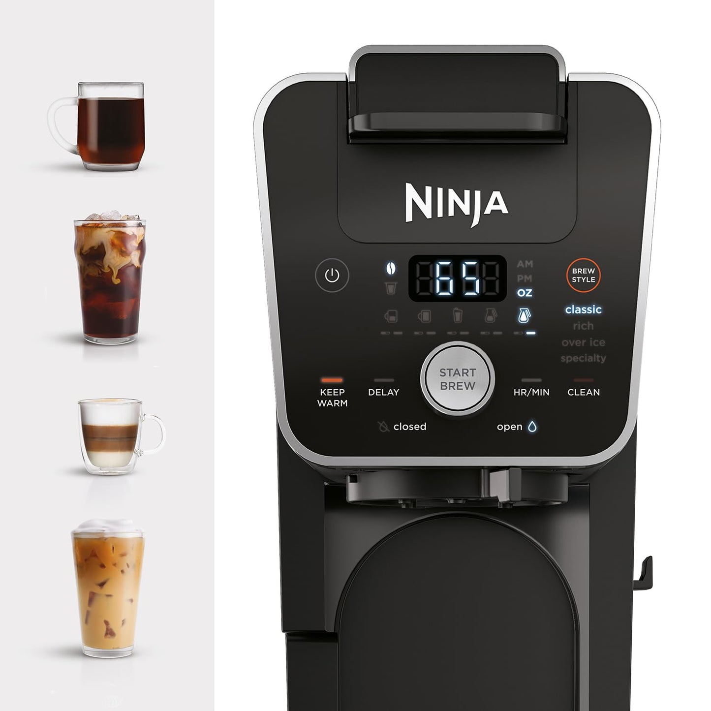Ninja Hot and Iced Coffee Maker, Single Serve Coffee Maker and Drip Coffee Machine, DualBrew Pro Specialty 12-Cup with K-Cup Combo, Includes Permanent Filter, CFP307