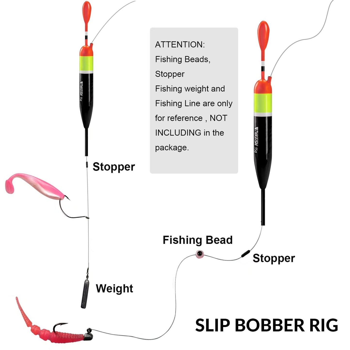 THKFISH Fishing Bobbers Fishing Floats and Bobbers Slip Bobbers for Fishing Balsa Floats Crappie Fishing Bobbers 1/6oz(3.47"X0.47"X6.73") 3/8oz(3.84"X0.6"X 7.2") 1/2oz(4.13"X0.75"X7.87")