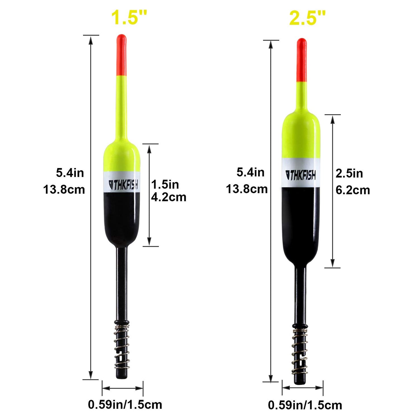 THKFISH Fishing Bobbers Fishing Floats and Bobbers Slip Bobbers for Fishing Balsa Floats Crappie Fishing Bobbers Fixed Bobber (1.5"X0.59"X5.4") (2.5"X0.59"X5.4")