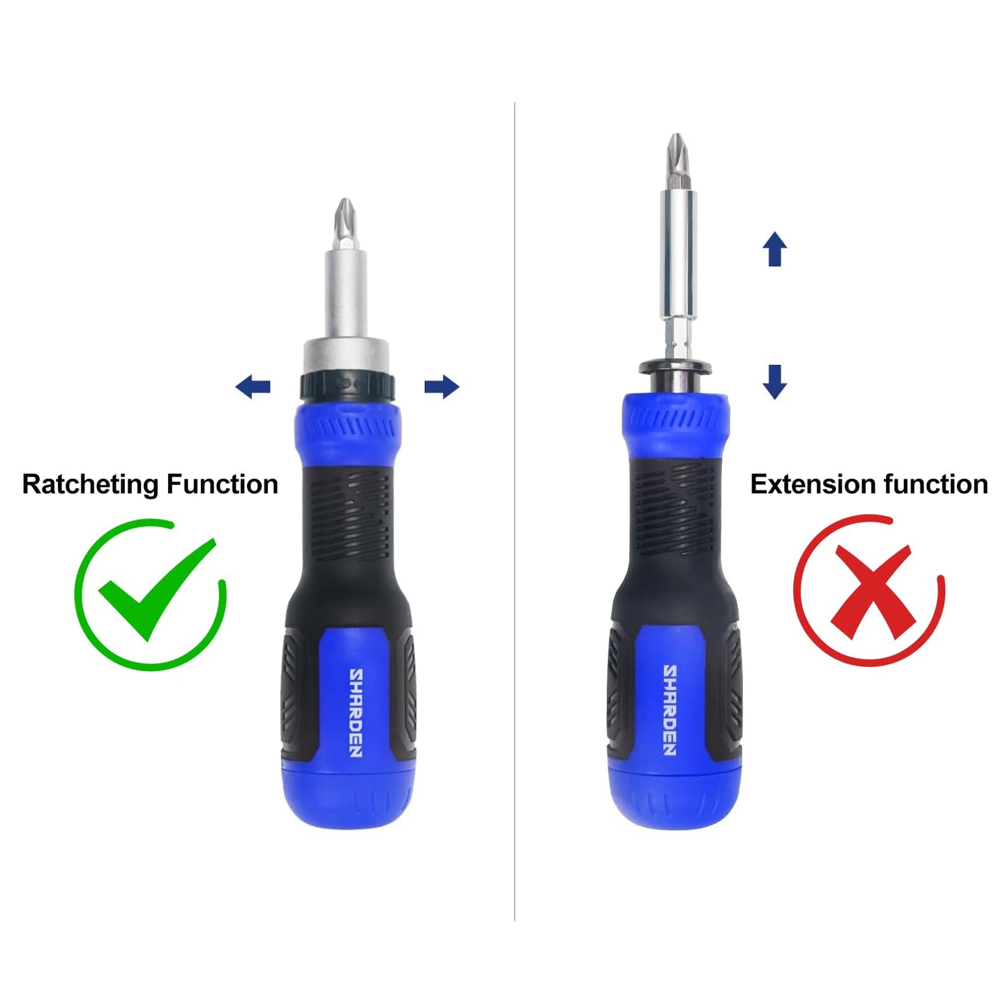 SHARDEN Multi Screwdriver 13-in-1 Screw Driver Adjustable Screwdriver Set Multitool All in One with Torx Security, Flat Head, Phillips, Hex, Square and 1/4 Nut Driver