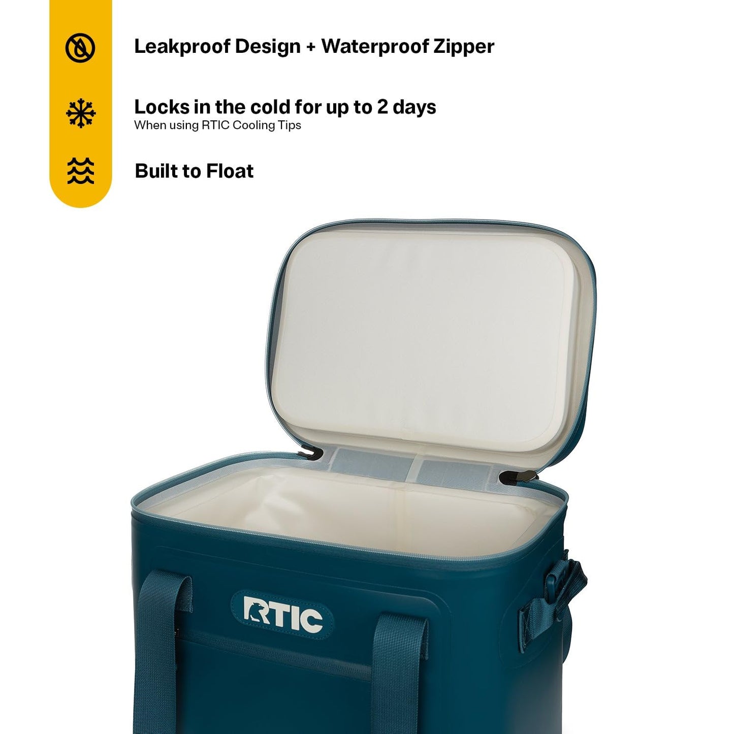 RTIC Ultra-Tough Soft Cooler 30 Can, Insulated Bag Portable Ice Chest Box for Lunch, Beach, Drink, Beverage, Travel, Camping, Picnic, Car, Trips, Floating Cooler Leak-Proof with Zipper