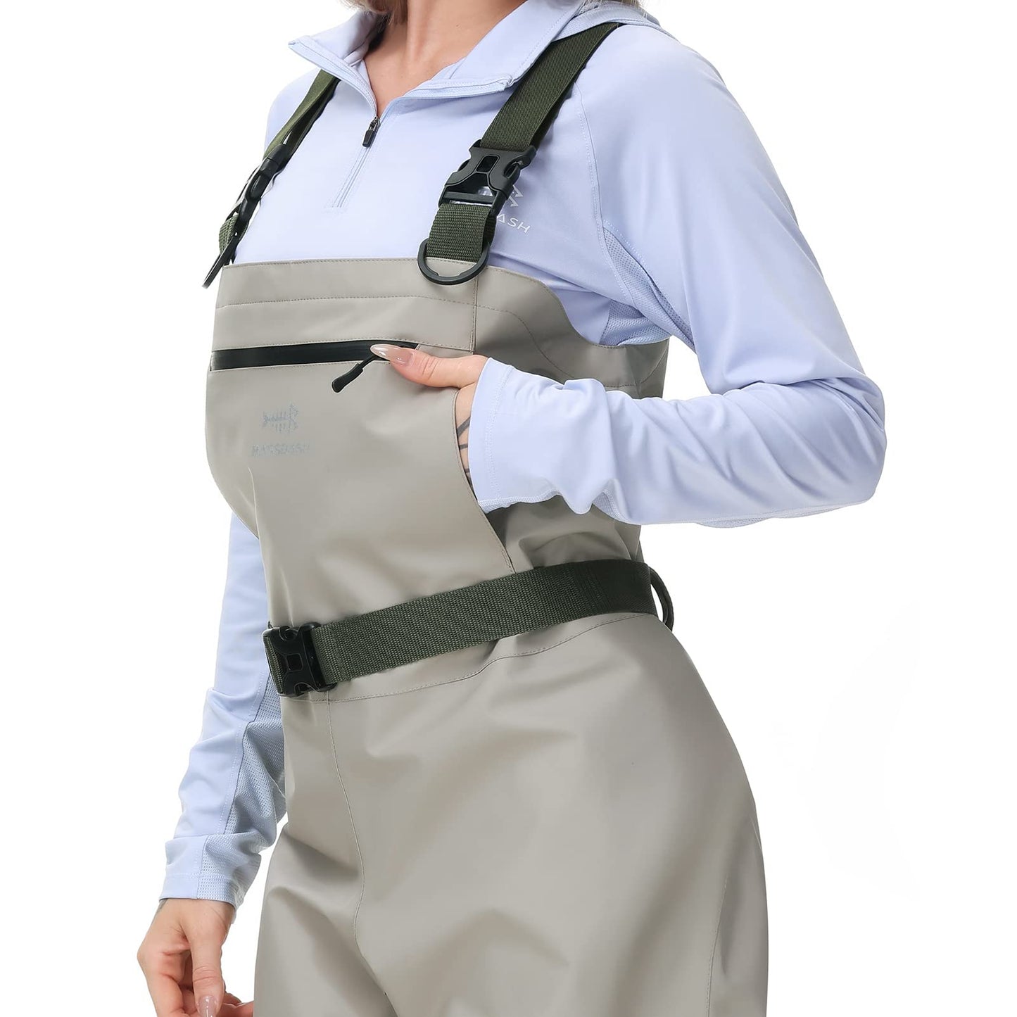 BASSDASH IMMERSE Women’s Breathable Stocking Foot Fishing Waders Waterproof Lightweight Chest Wader