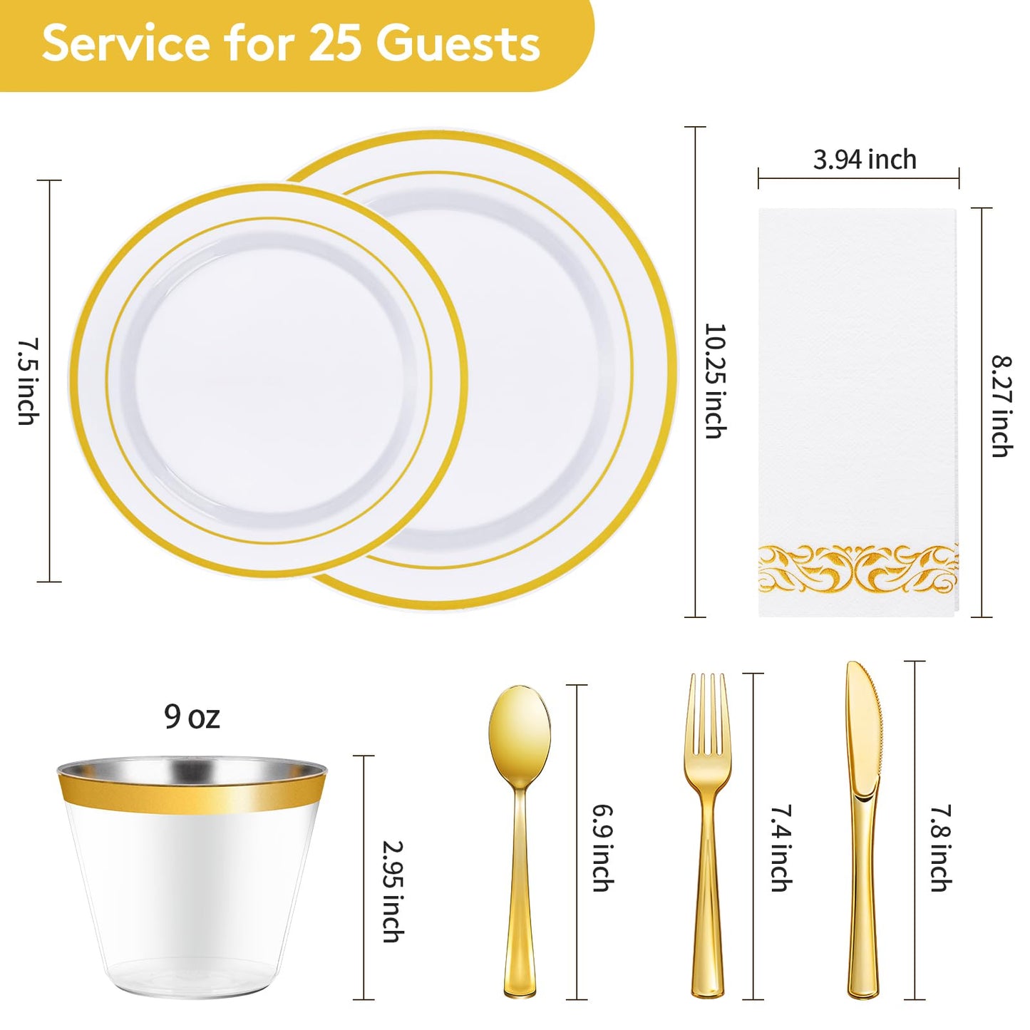 Goodluck 700 Piece Silver Dinnerware Set for 100 Guests, Disposable Plastic Plates for Party, Include: 100 Dinner Plates, 100 Dessert Plates, 100 Paper Napkins, 100 Cups, 100 Silverware set
