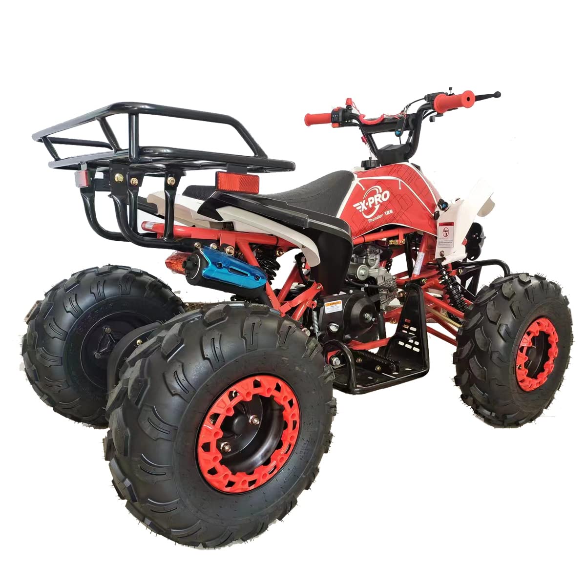 X-PRO 125cc ATV with Automatic Transmission w/Reverse, LED Headlights, Big 19"/18" Tires! (Red, Factory Package)