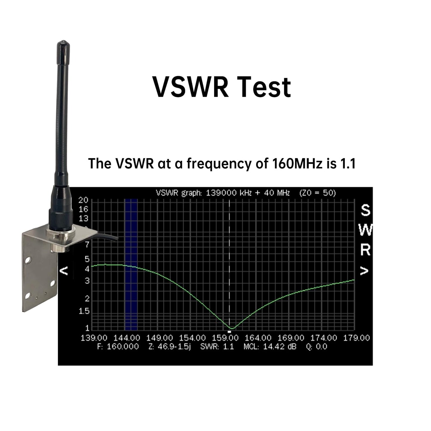 VM100 VHF Marine Radio Antenna,44 Inch Waterproof Fiberglass Boat Antenna with Adjustable Ratchet Fixed Mount and 16 ft RG-58U Cable
