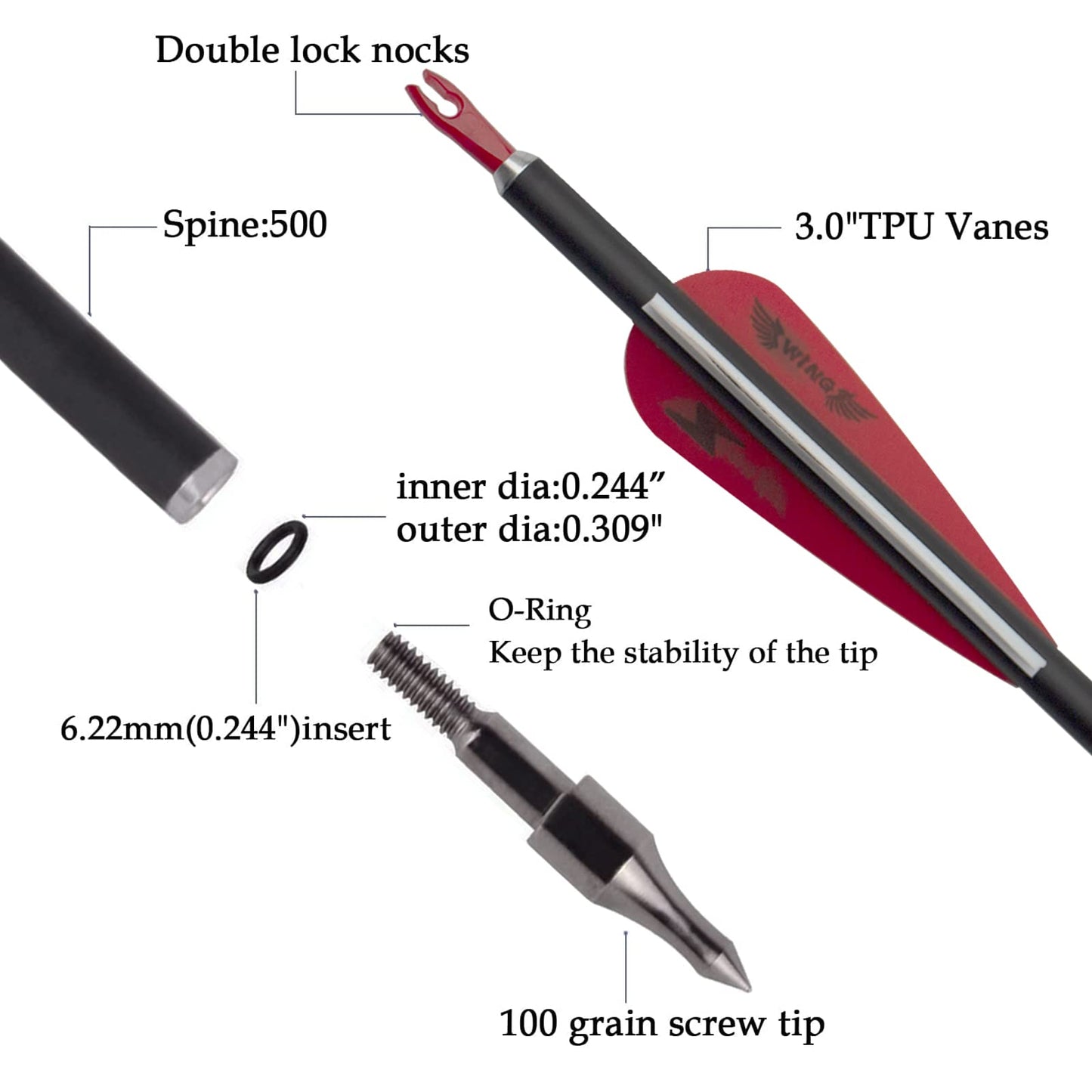 31inch Carbon Arrow Archery Targeting Practice Hunting Arrows for Compound & Recurve Bow with Removable Tips(Pack of 12)