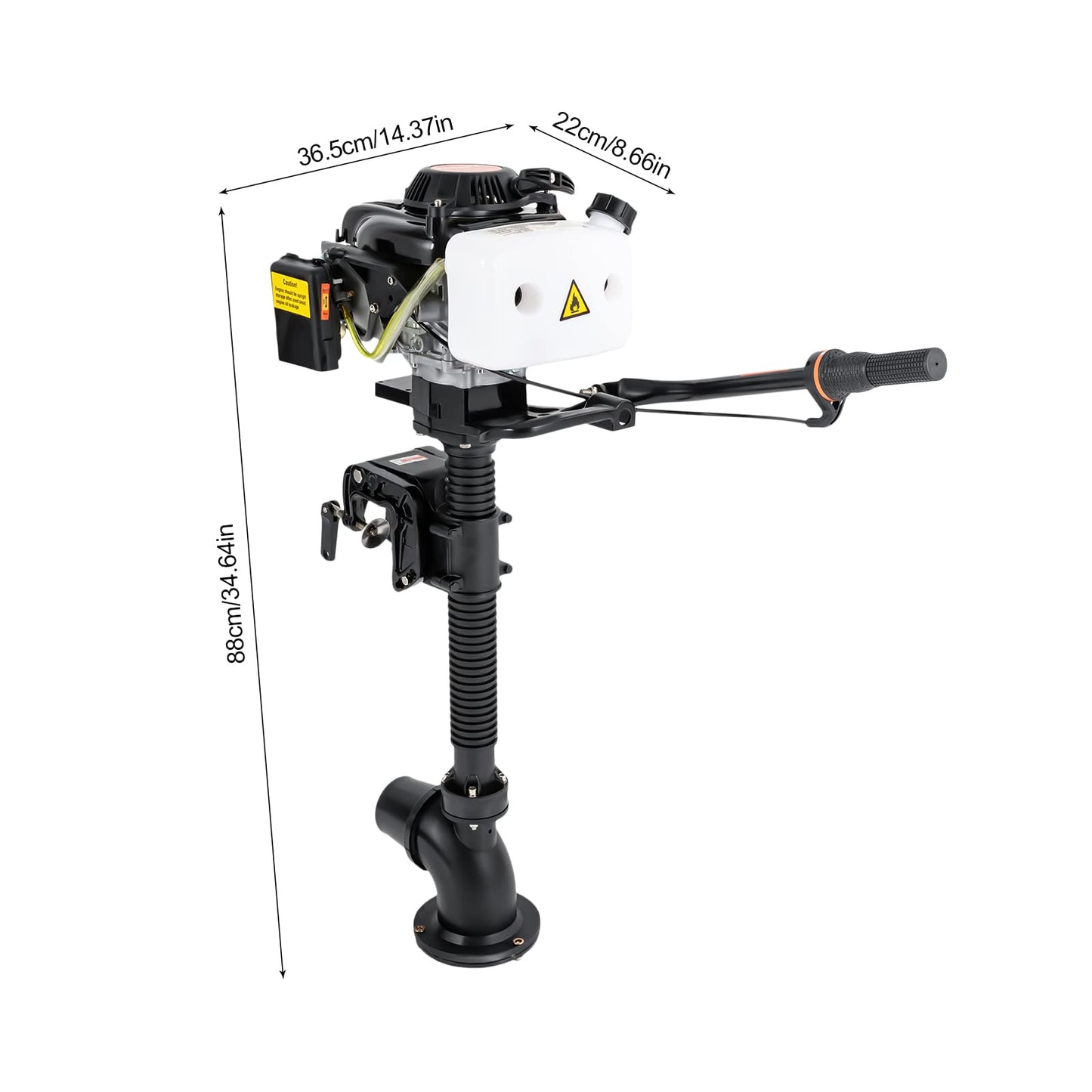 52cc Single Cylinder Gas 2.3HP Outboard Motor, Long Shaft with Air Cooling for Inflatable, Rubber, Fishing Boats, Yachts, Water Sports