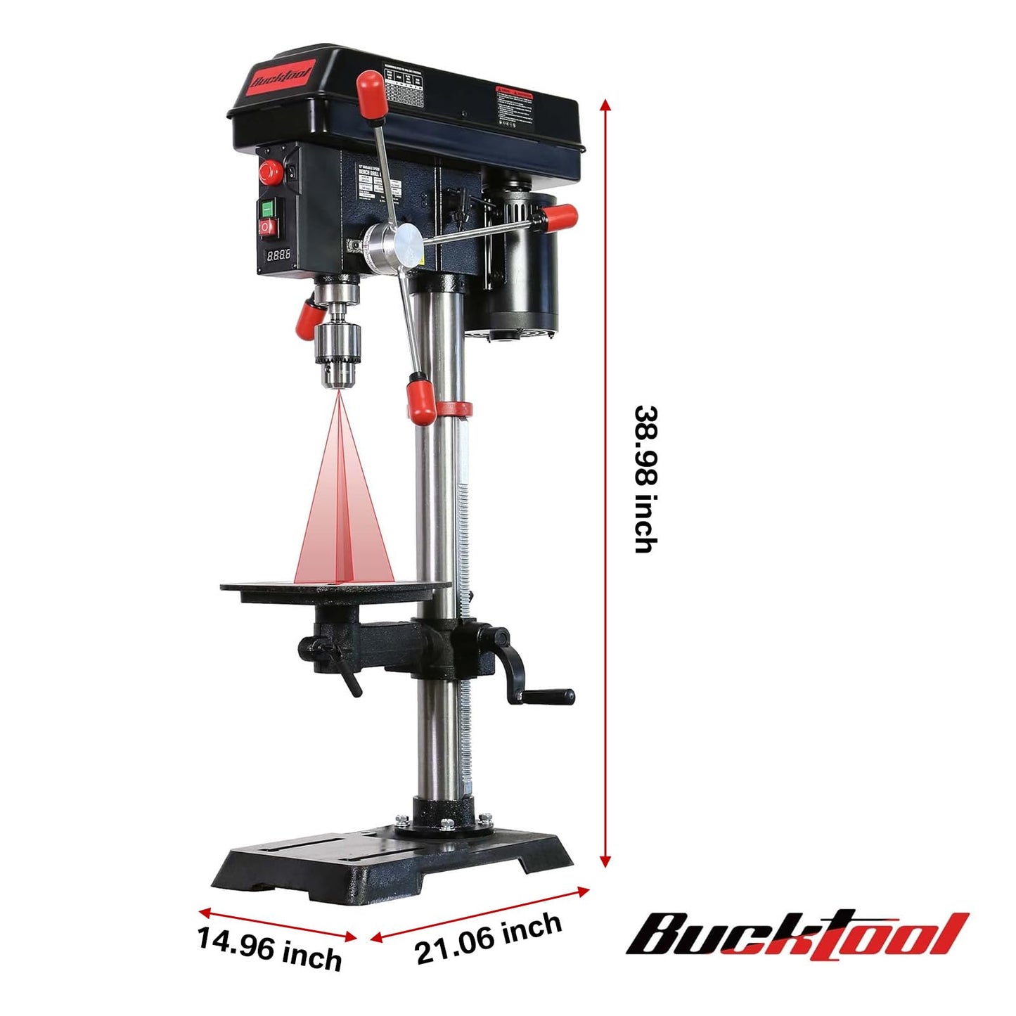 BUCKTOOL 12 INCH 6.2A Professional Bench Drill Press, 3/4HP Powerful Benchtop Drill Press, Variable Speed Drill Press with IIIA Laser and Work Light