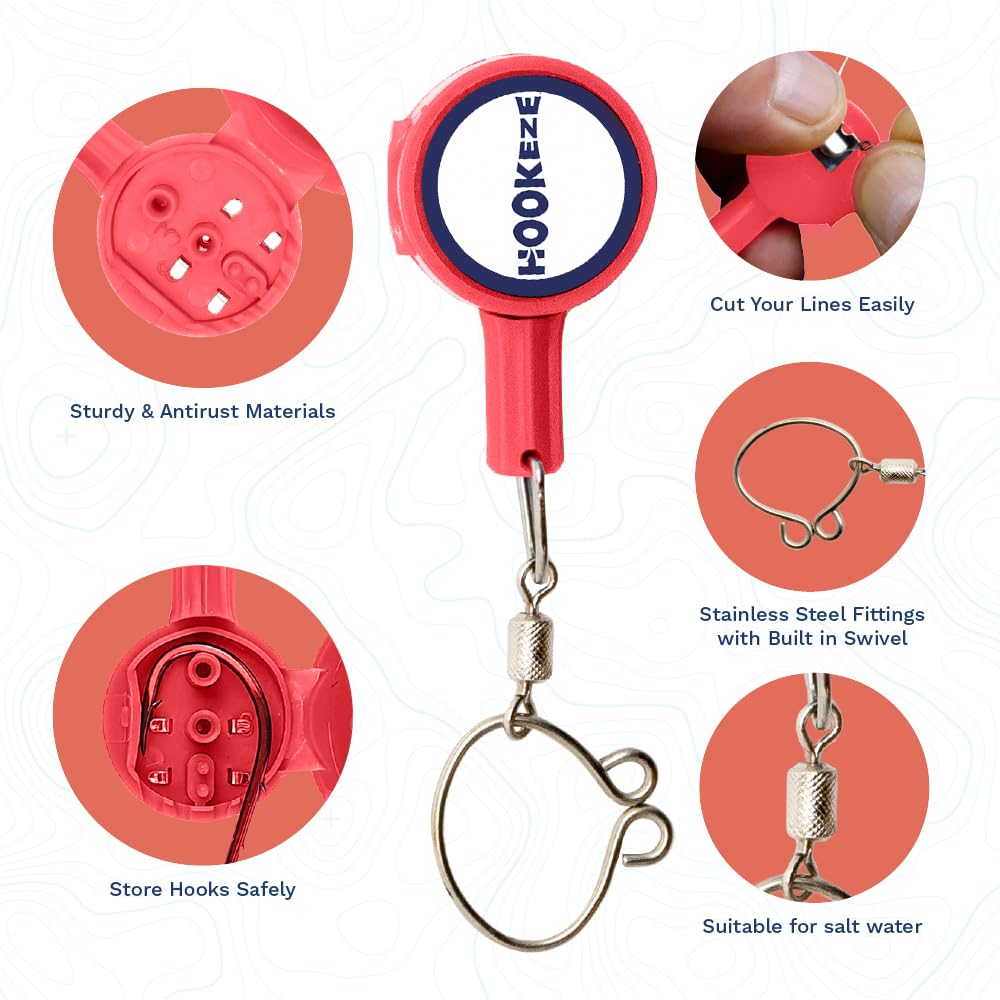 HOOK-EZE Fishing Knot Tying Tool | Protect from Fish Hooks | Tie Fishing Knots Easily | Cool Gadgets for Fishermen | Ice Fly Fishing | Fishing Accessories for Beginner Anglers | Nail Knot Tool
