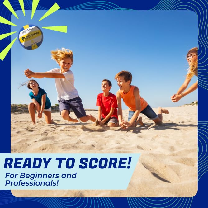 VETRA Volleyball Soft Touch Volley Ball Official Size 5 Yellow/Blue/White Outdoor Indoor Beach Gym Game Ball New (Yellow/Blue/White)