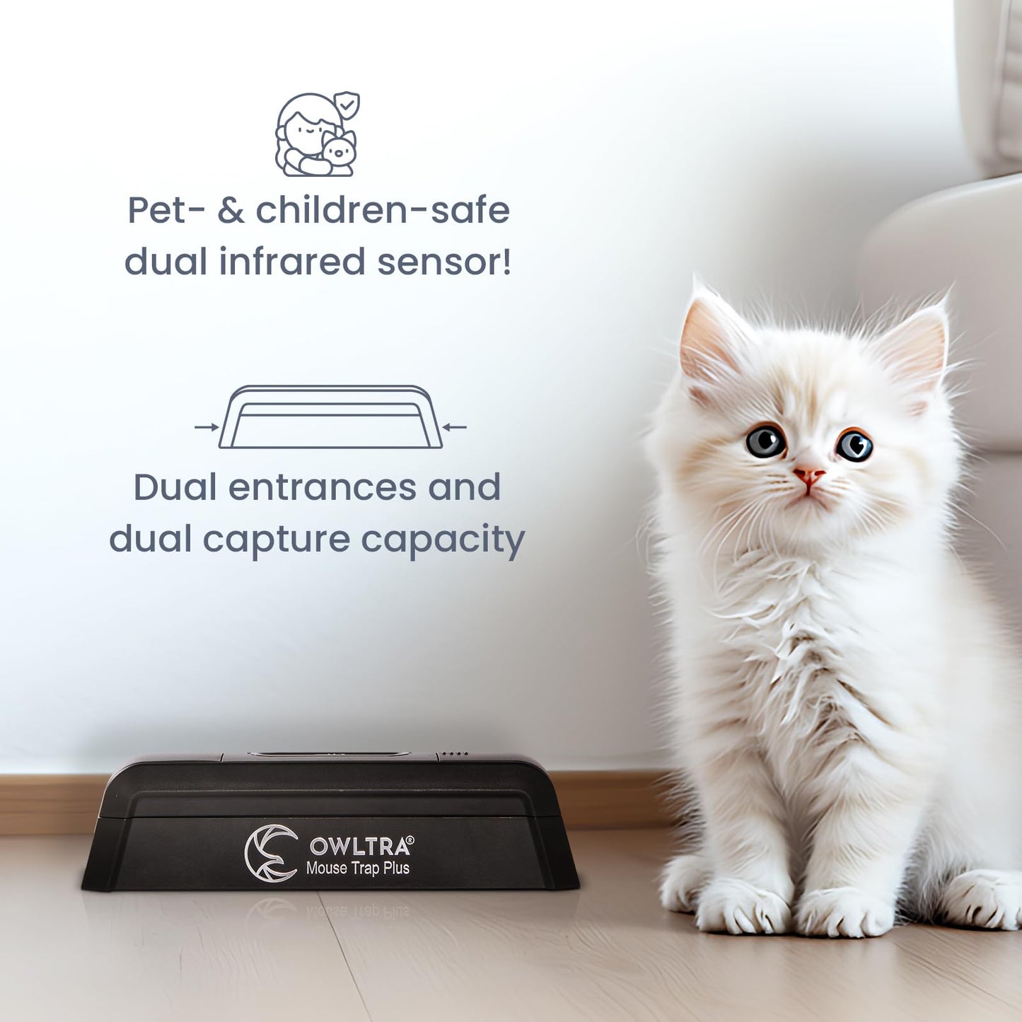 Indoor Electric Mouse Trap, Instant Eliminate Rodent Zapper with Pet Safe Trigger, Black, Small