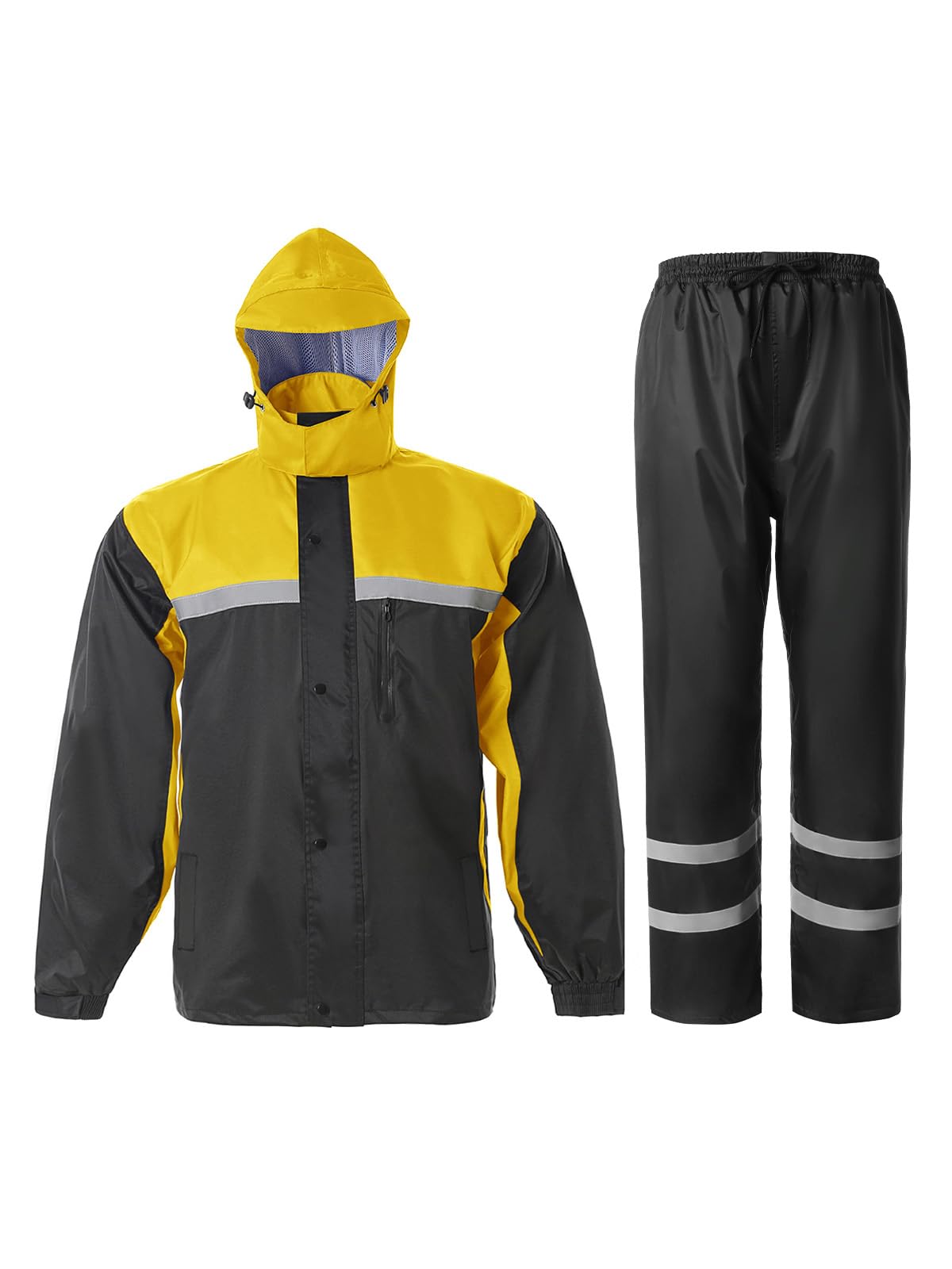 Men's Rain Suit High Visibility Reflective Work Rain Jacket Pants for All Sport Farm Fishing Motorcycle