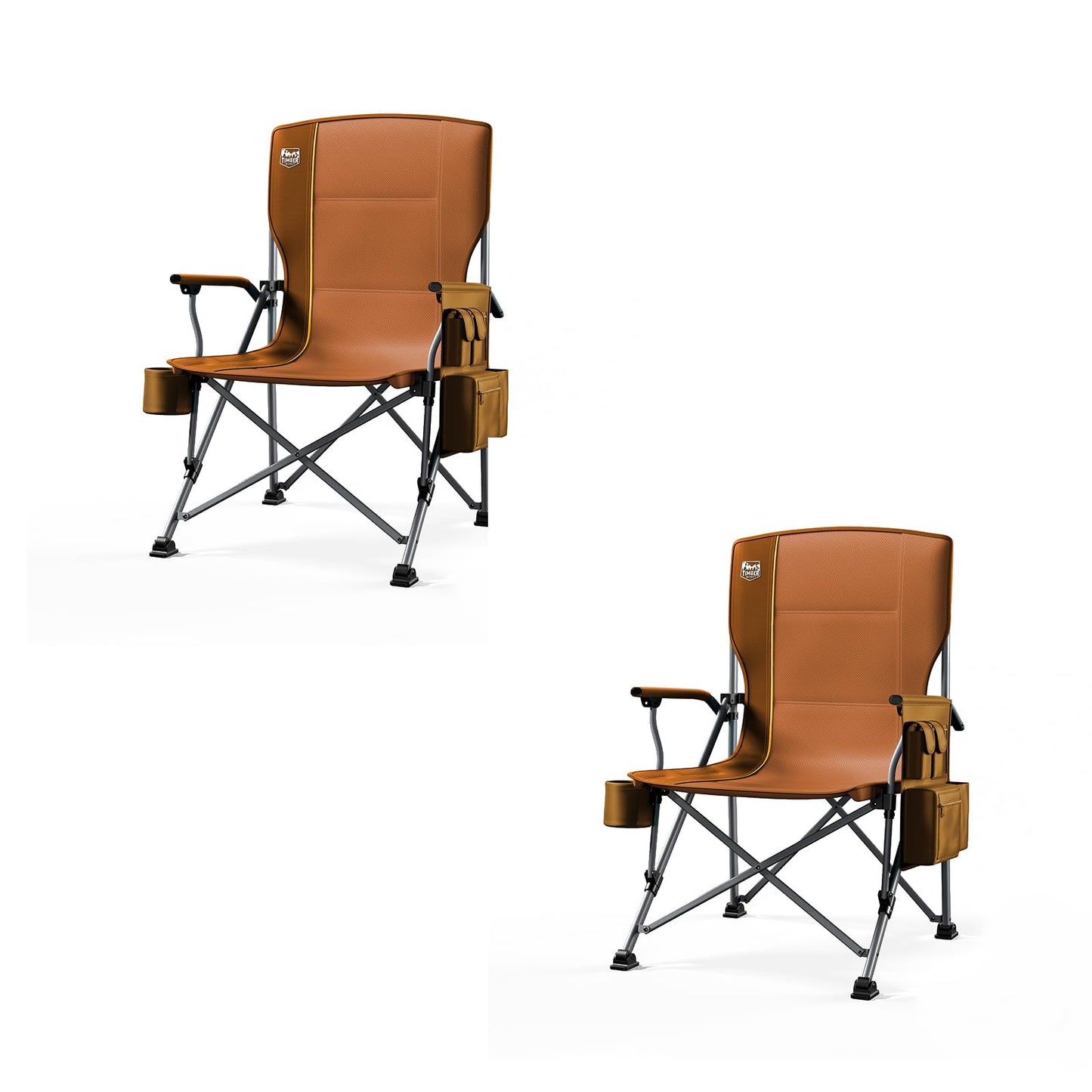 TIMBER RIDGE Oversized Folding Camping Chair High Back Heavy Duty for Adults Support up to 500lbs with Cup Holder, Side Pocket Cooler Bag