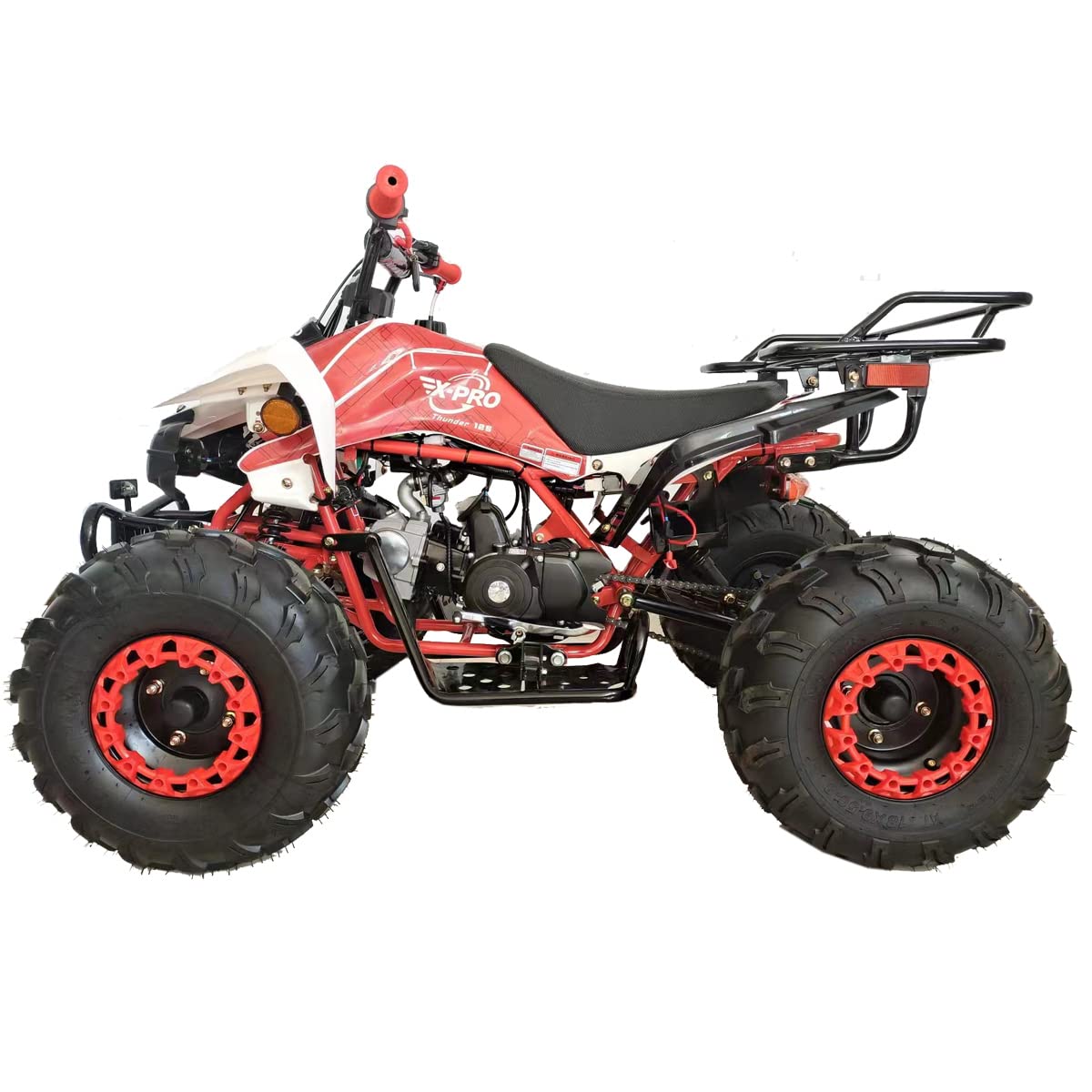 X-PRO 125cc ATV with Automatic Transmission w/Reverse, LED Headlights, Big 19"/18" Tires! (Red, Factory Package)