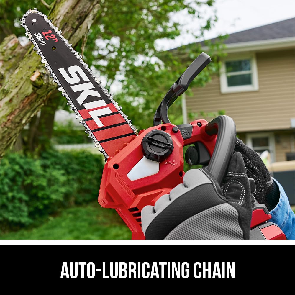 SKIL PWR CORE 40 Brushless 40V 14” Lightweight Chainsaw Kit with Tool-free Chain Tension & Auto Lubrication, Includes 2.5Ah Battery and Auto PWR Jump Charger - CS4555-10