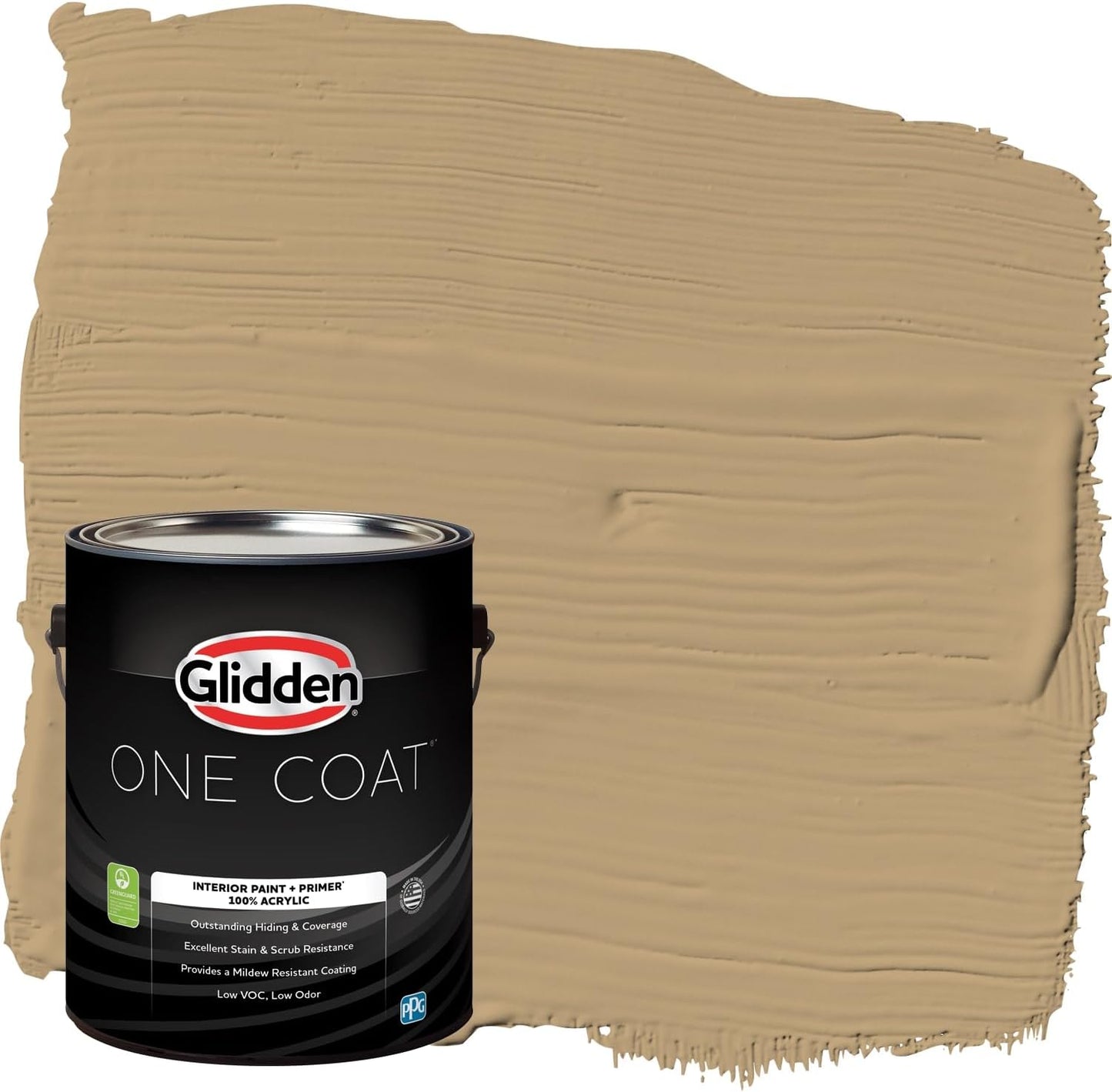 Glidden Interior Paint + Primer: Beige/Toasted Almond, One Coat, Semi-Gloss, 1-Quart
