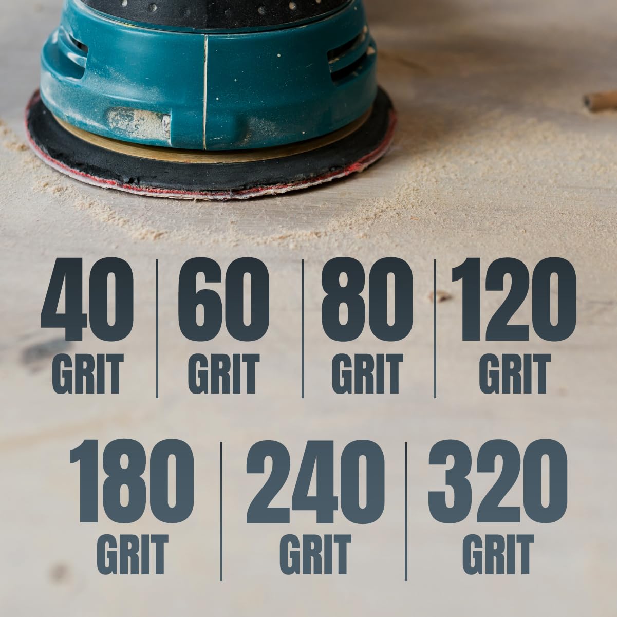POWERTEC 50 PCS 220 Grit - 5 Inch 8 Hole Hook and Loop Sanding Discs, 5" Sanding Pads for Automotive, Drywall, Woodworking with Orbital Sander, Air, and DA Sander (44022G-50)