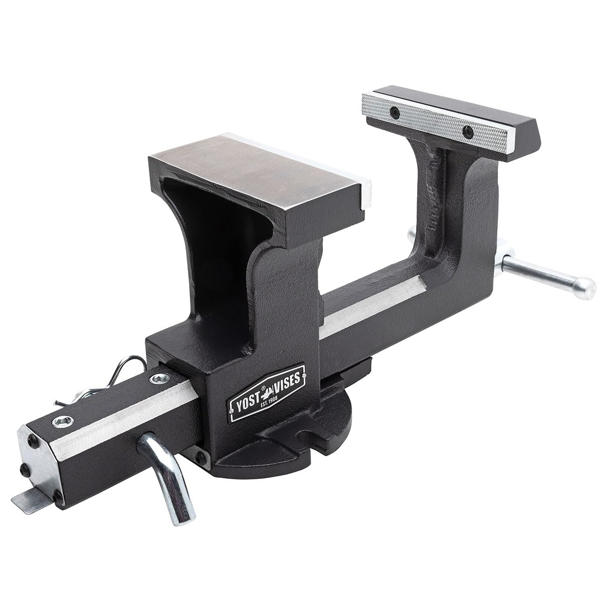 Yost HD550-C Heavy Duty 5-1/2 Inch Mechanics Work Bench Vise | Heavy Duty Woodworking & Metal Work Table with Secure Grip Swivel Base | 60,000 PSI Casting Iron Material with Extra-large Anvil Surface