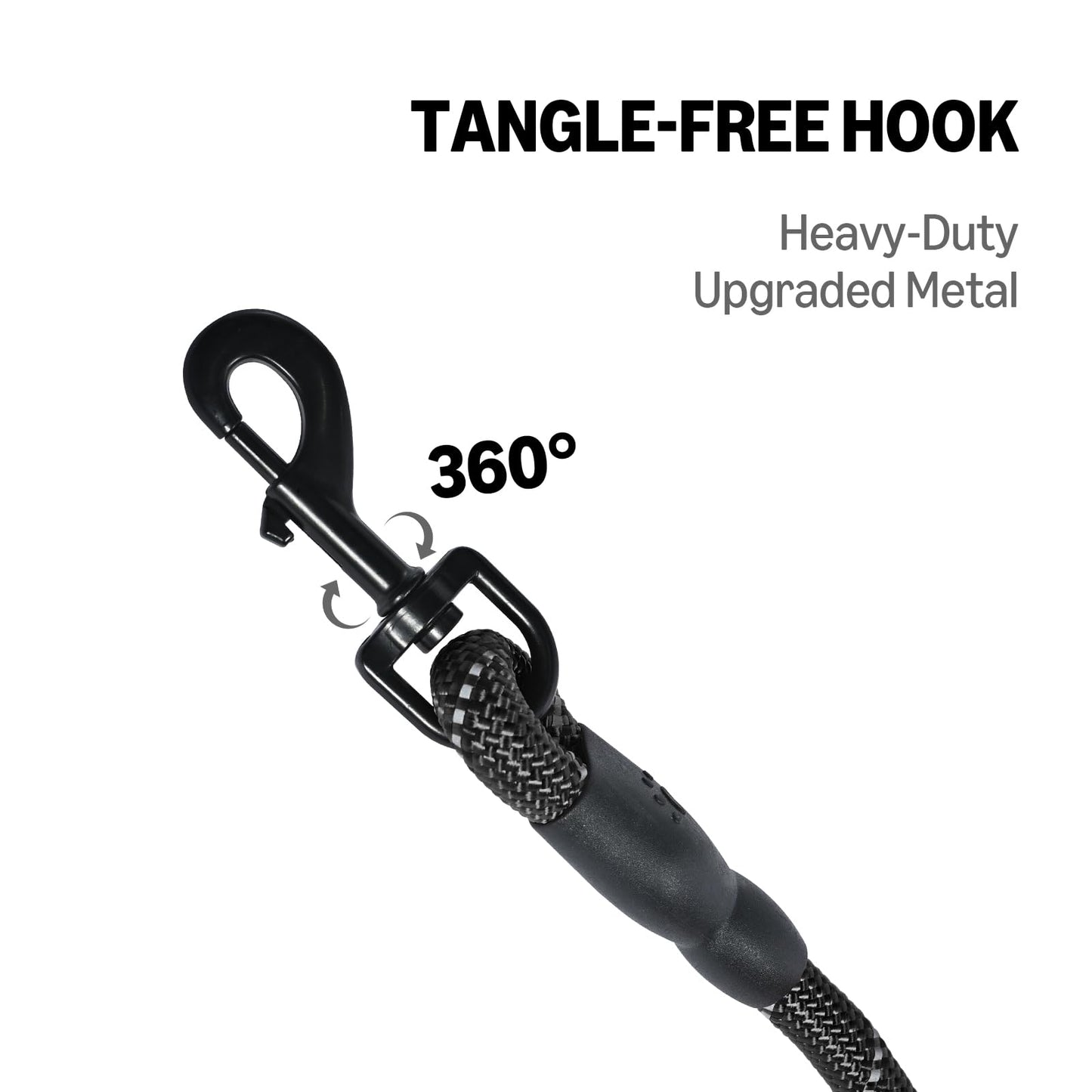 Amazon Basics Round Dog Leash, Heavy Duty, Durable Rope for Small, Medium, and Large Dogs, Lightweight Design for Walking, Training, and Outdoor Activities, Black, 6 Ft