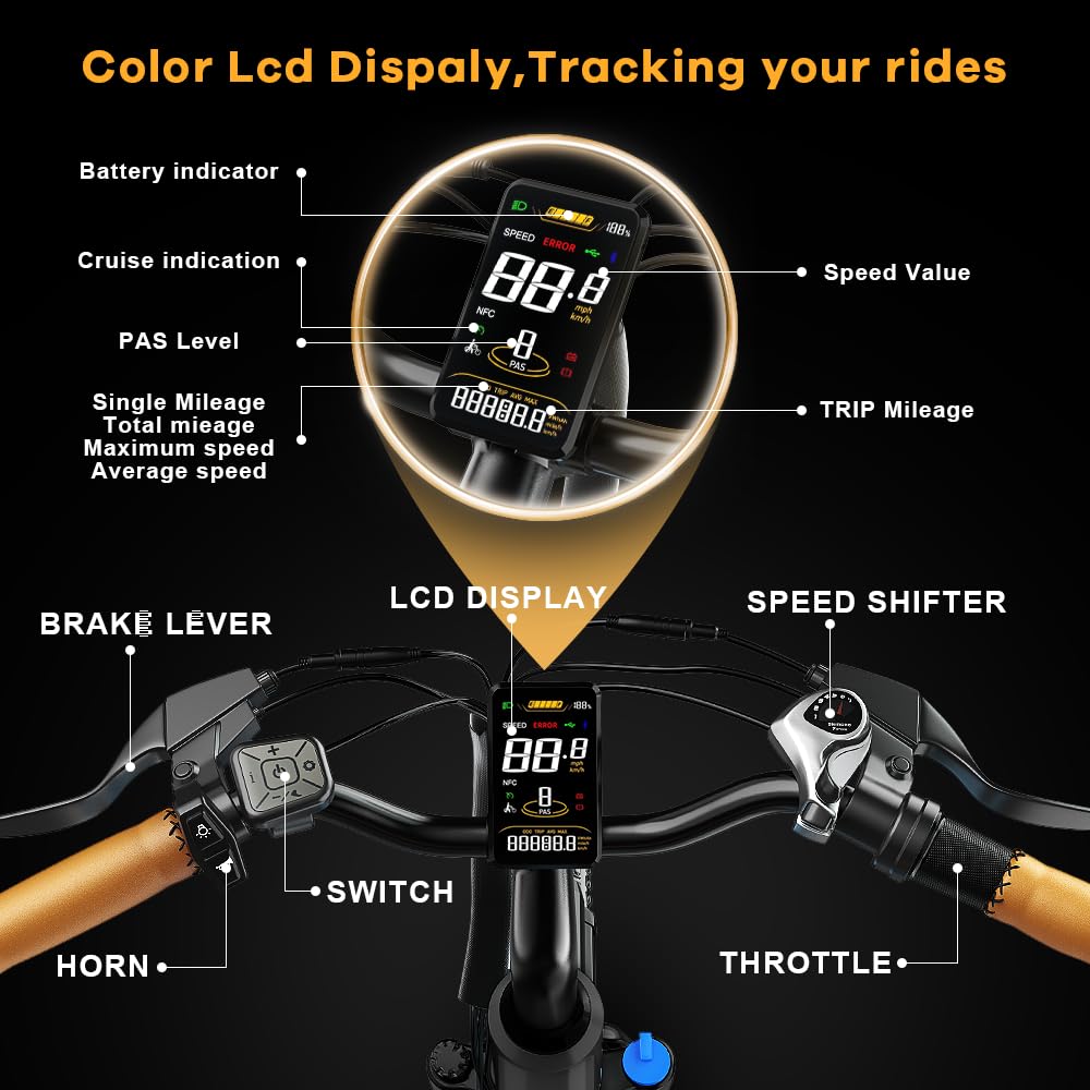 ๐๐๐๐๐ Peak Electric Bike for Adults,up ๐๐ Miles Removable Battery Ebike, 26" UL Certified Electric Mountain E Bike with 7-Speed,Adult Electric Bicycles for Commute Beach Snow
