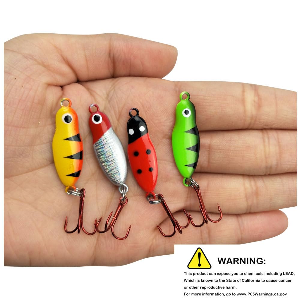 Ice Fishing Jigs with Treble Hooks Lead Jig Hooks Winter Metal Lures